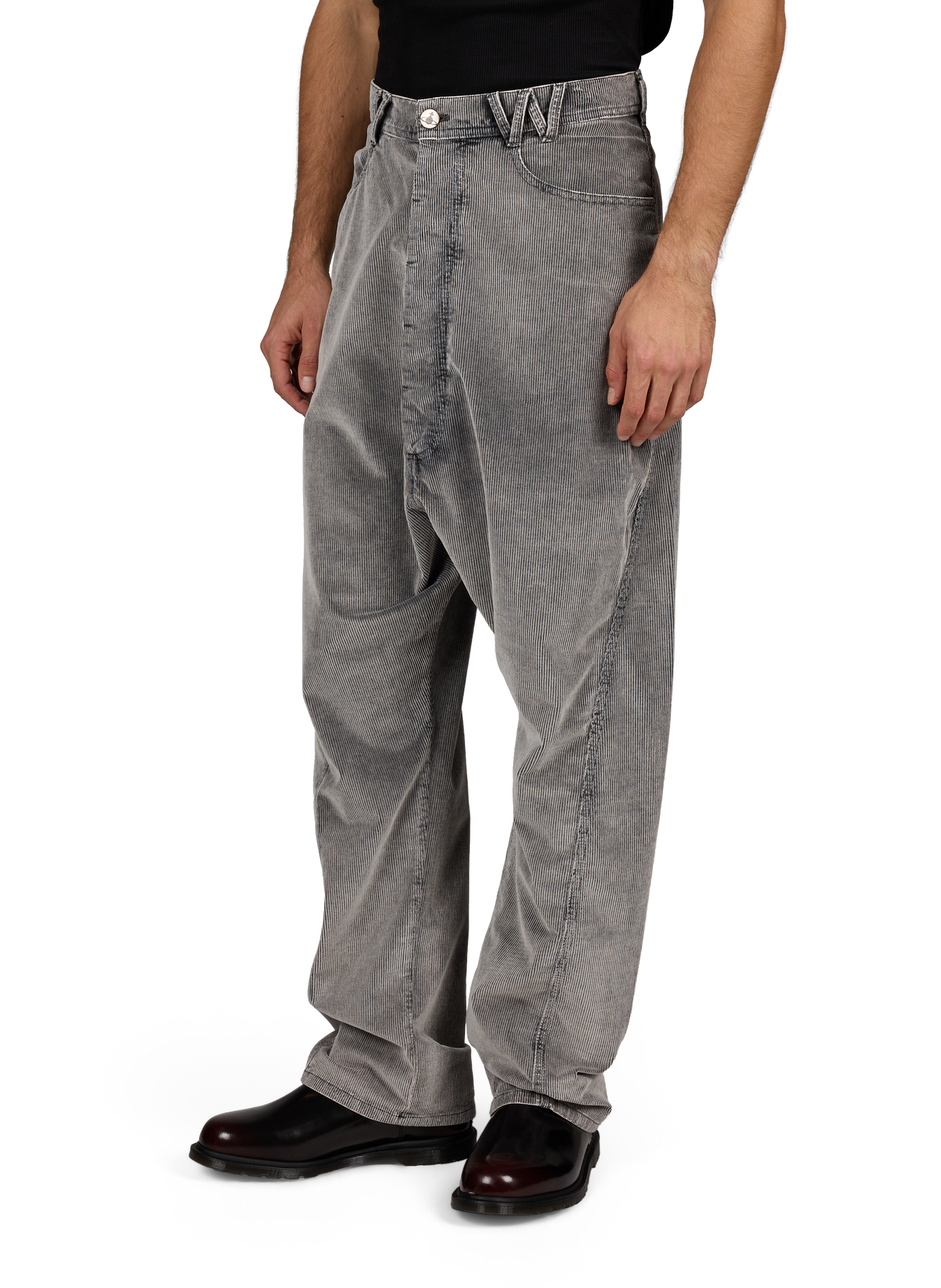 Wide-leg ribbed cotton-blend jeans VIVIENNE WESTWOOD Grey
