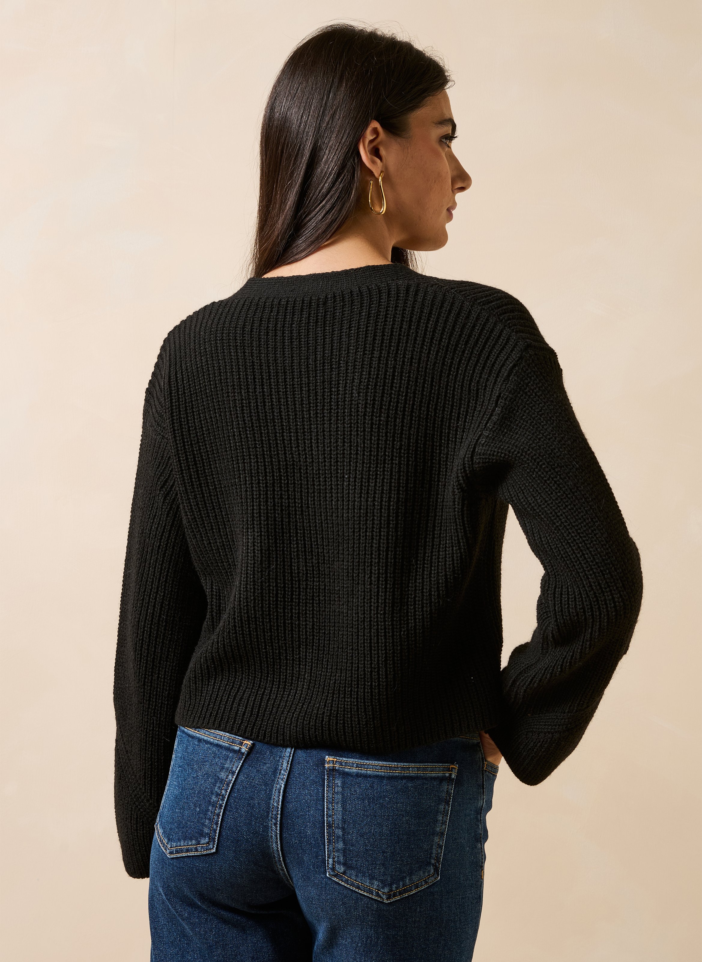 Ruimvallend vest met V-hals LA FEE MARABOUTEE Zwart