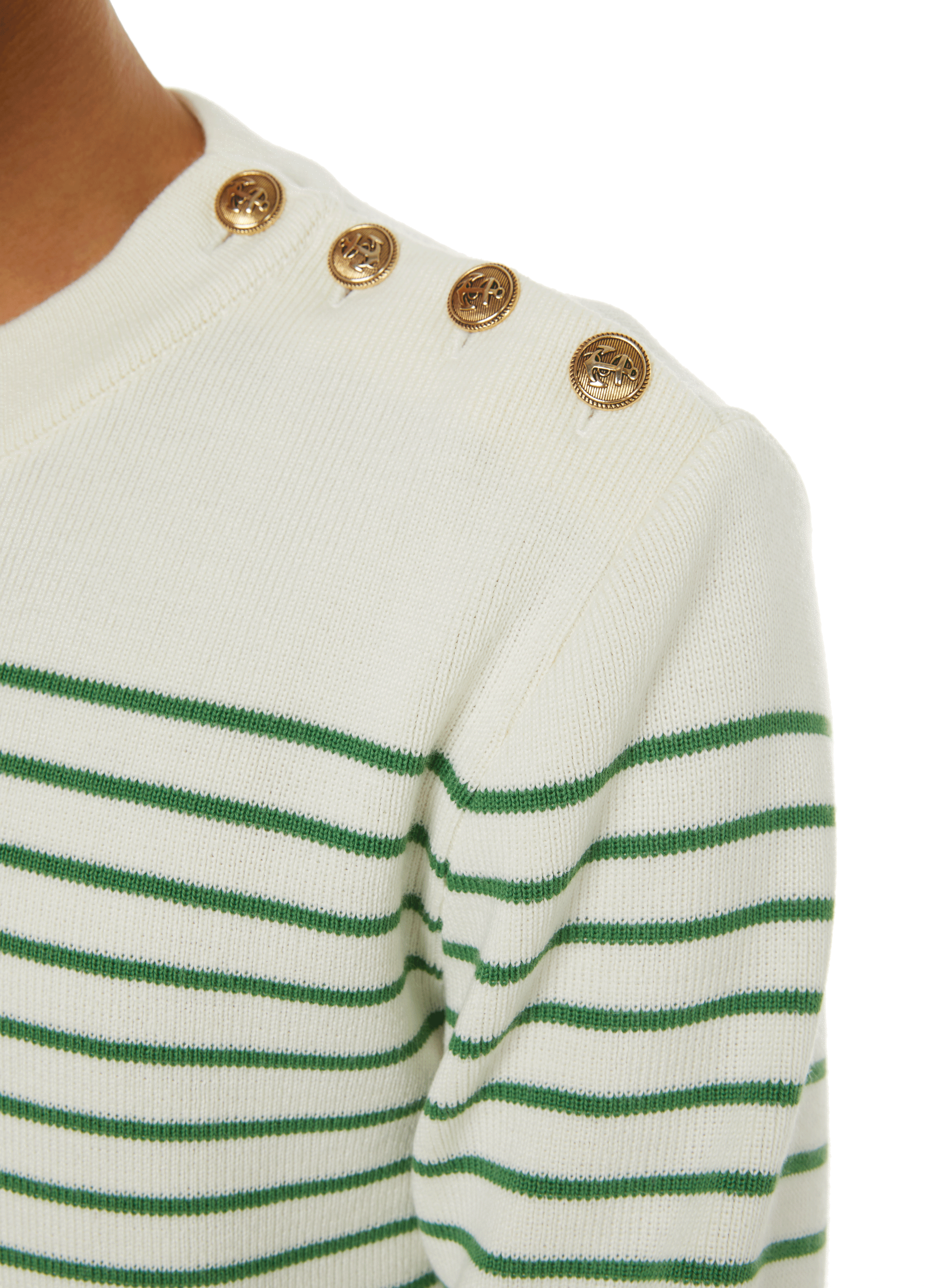 Pull marinière en laine mérinos mélangée AU PRINTEMPS PARIS Vert