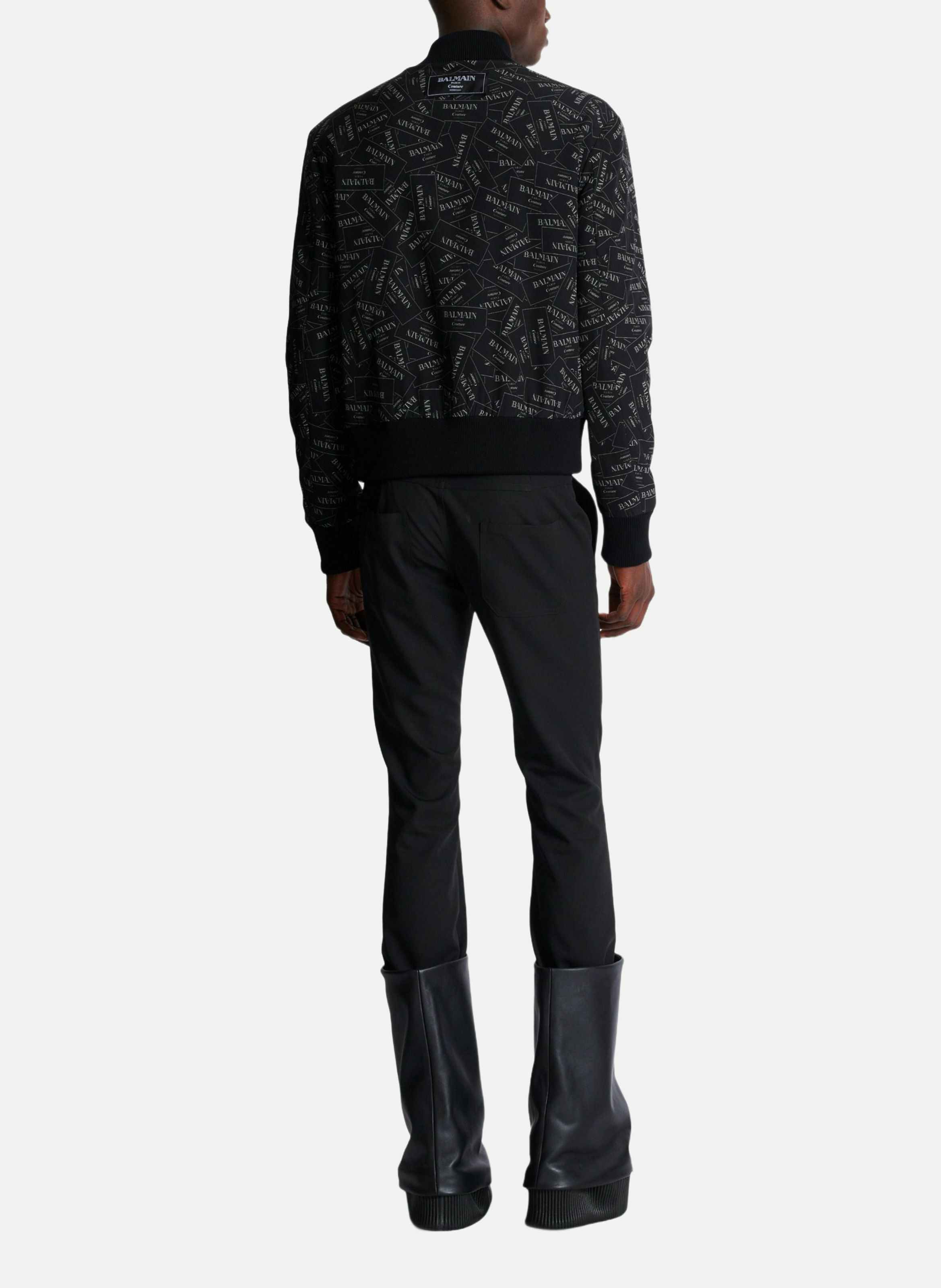 Bomber imprimé motif étiquette balmain all-over BALMAIN Noir