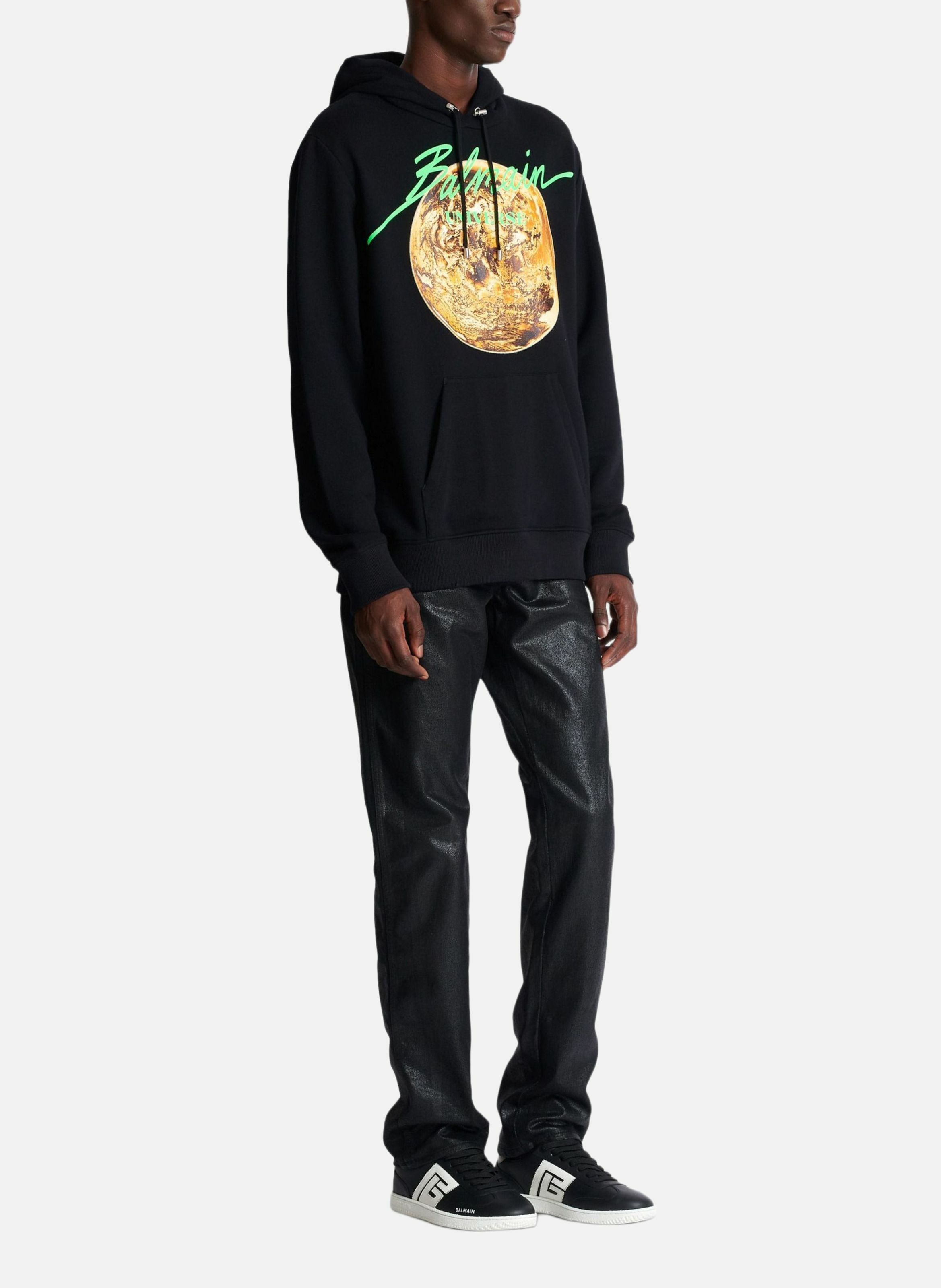 Hoodie imprimé balmain universe logo et planète BALMAIN Noir