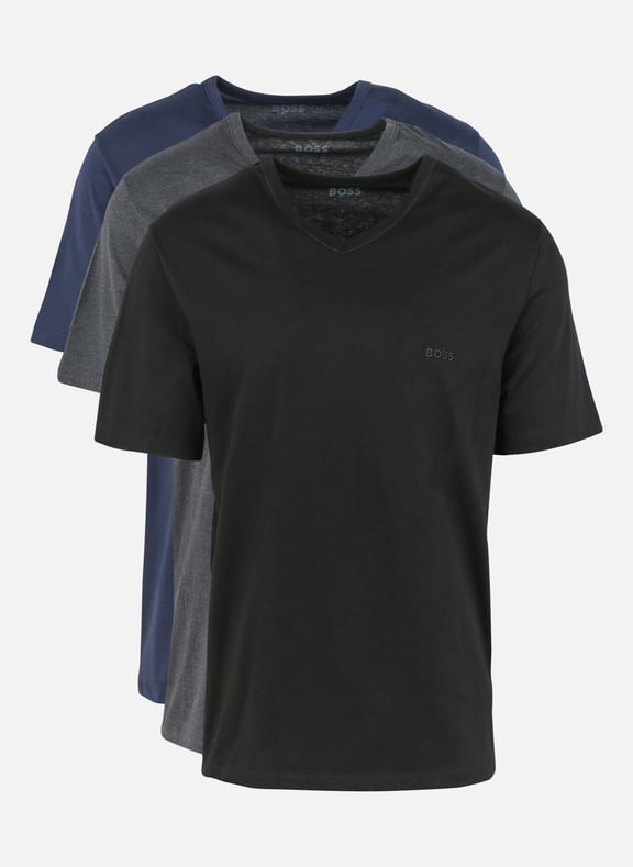 Lot de 3 tee-shirts col v brodé en coton Bleu by BOSS BOSS Lot de 3 tee-shirts col v brodé en coton Bleu