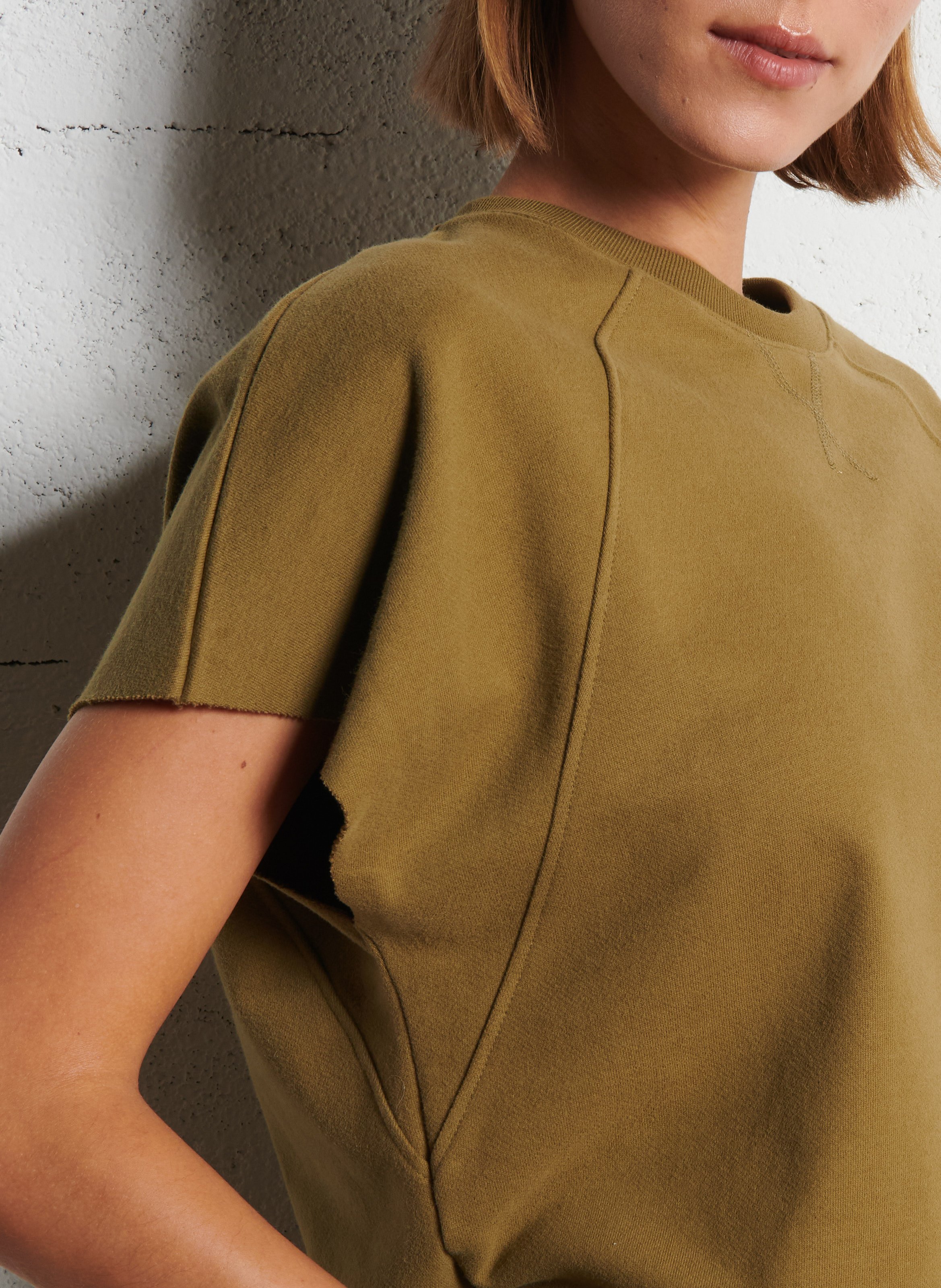 Sweat col rond en coton IKKS Kaki