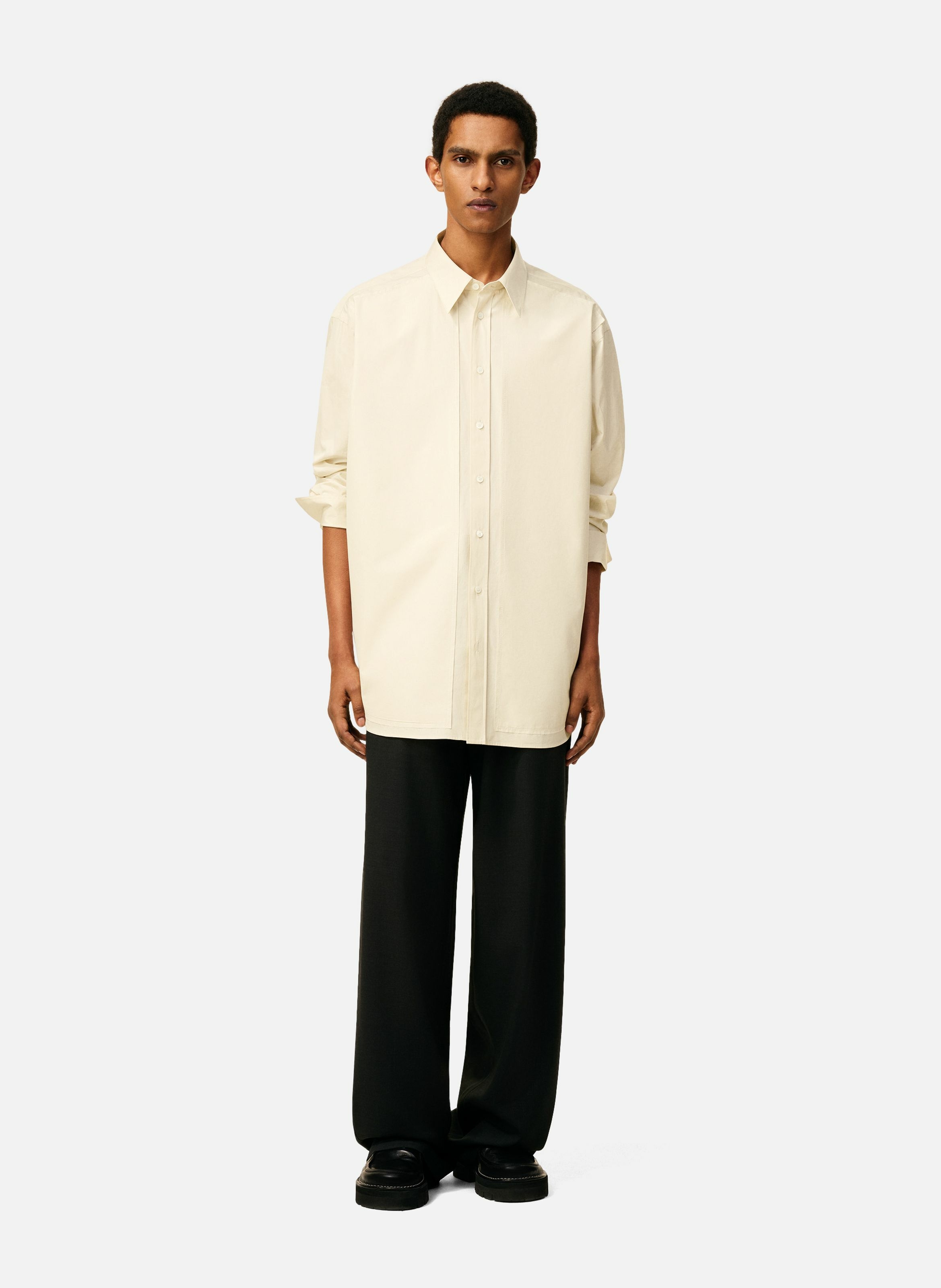 Chemise oversize bords francs en coton unisexe AMI PARIS Blanc