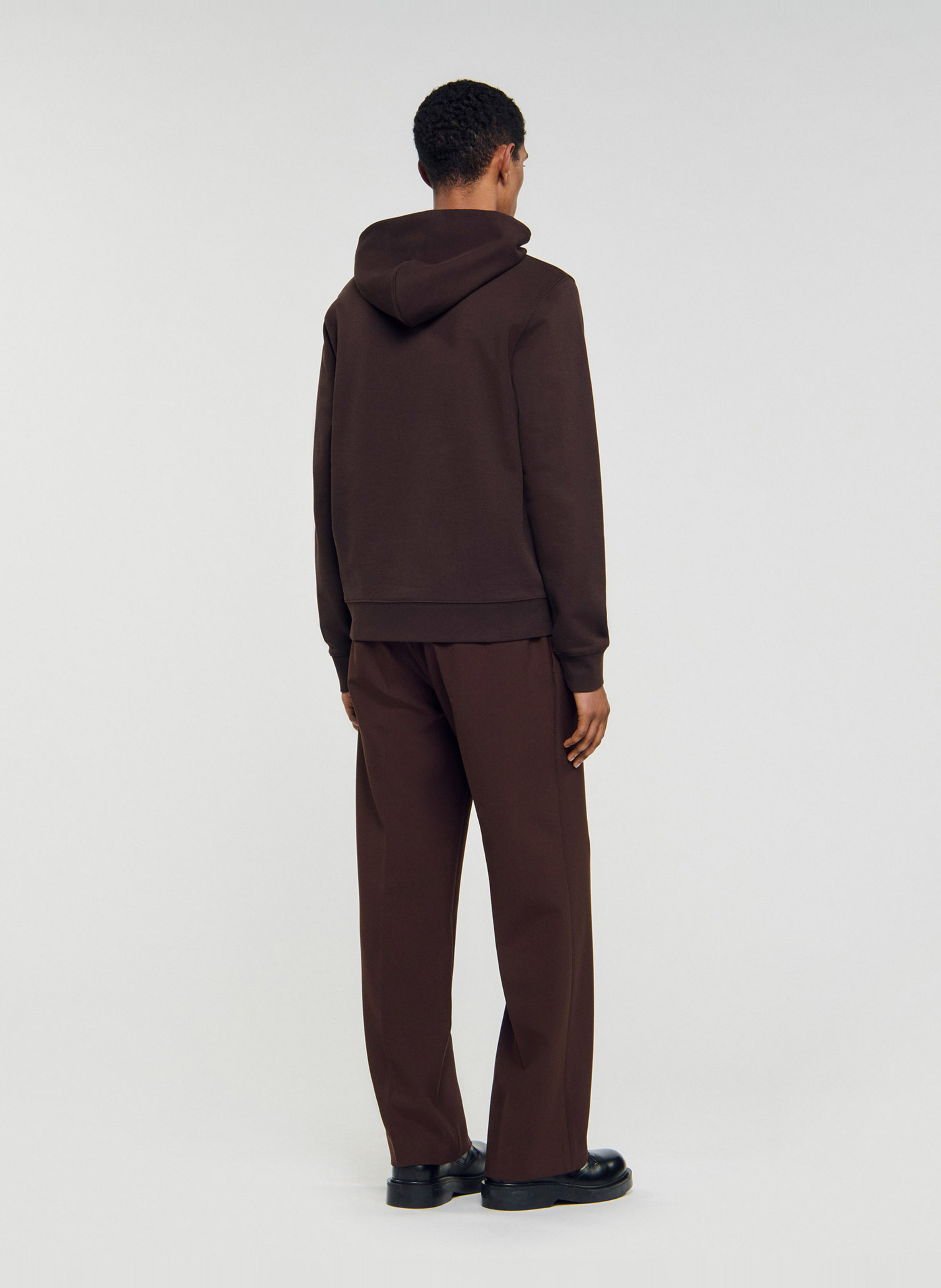 Sweat à capuche en coton SANDRO Marron