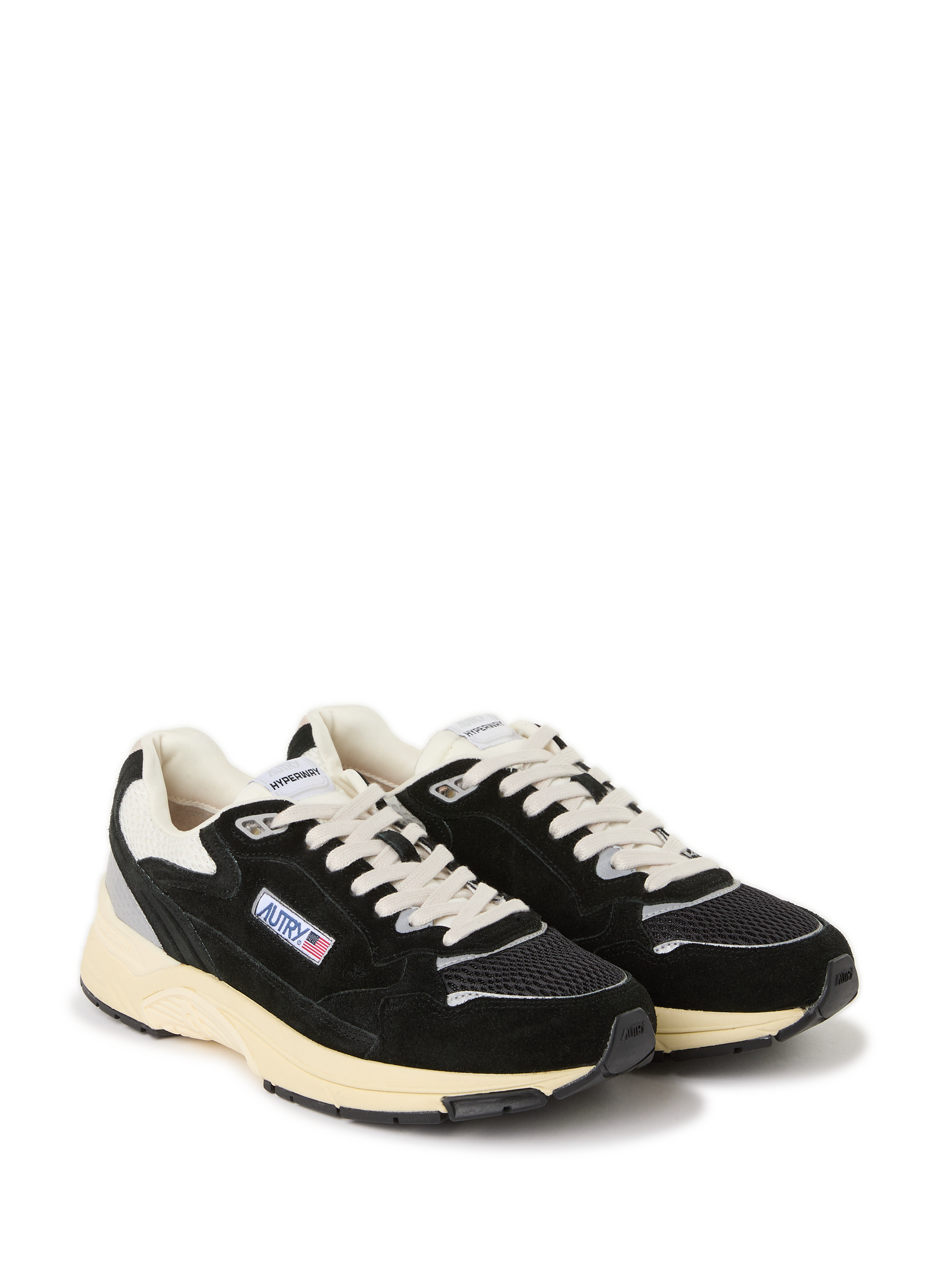 Mixed leather bi-material sneakers AUTRY Black