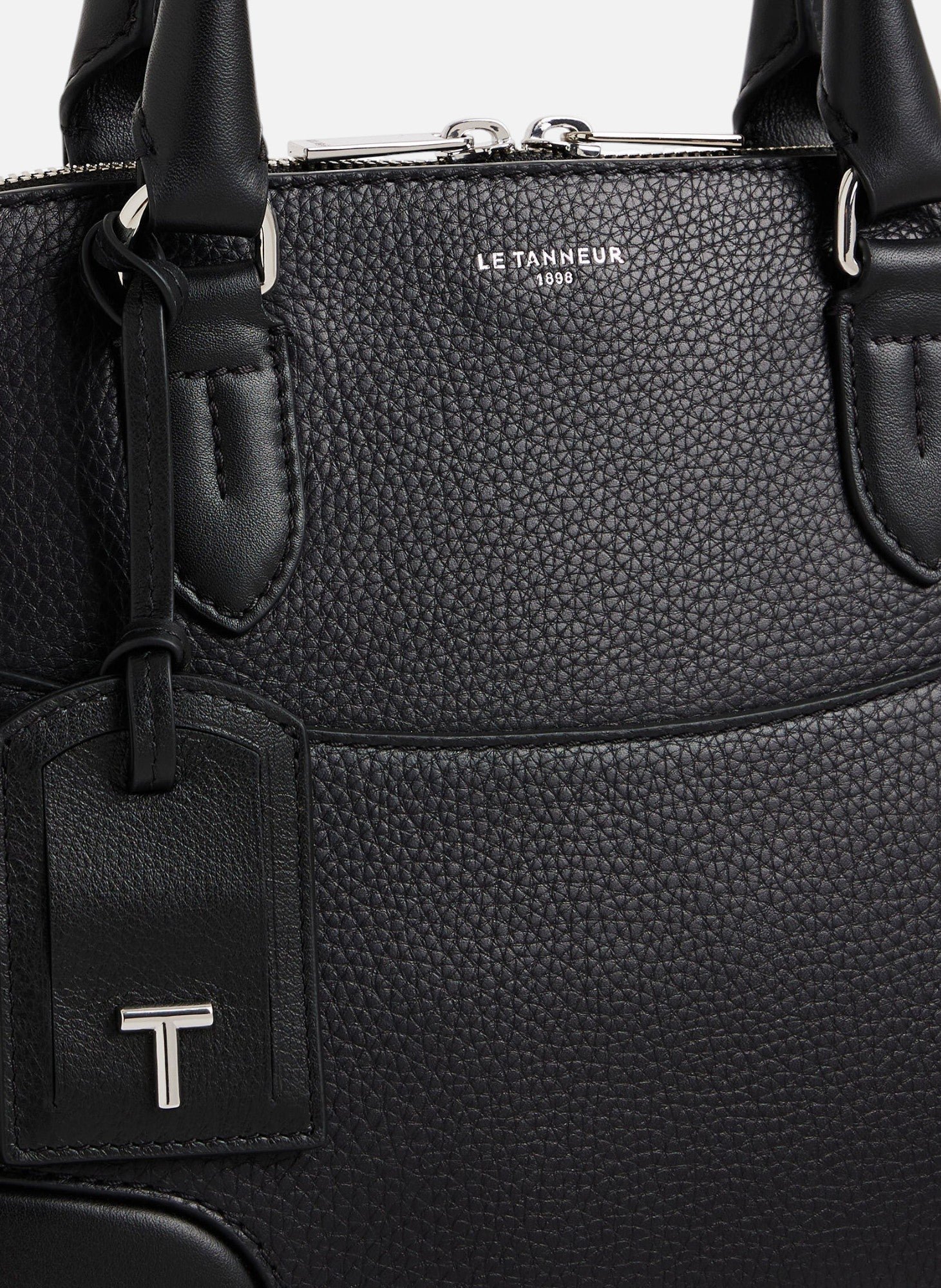 Sac à main moyen modèle romy en cuir grainé et lisse Noir