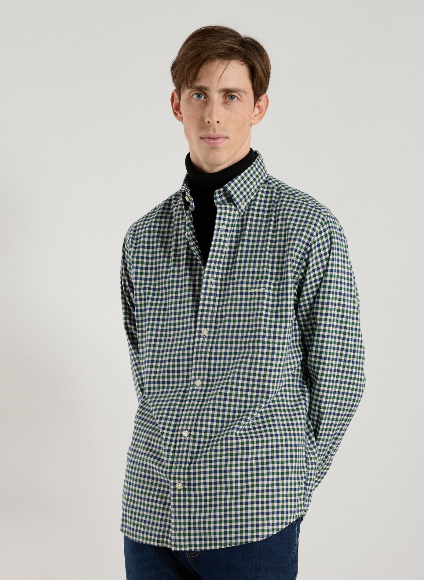 GANT Straight cotton check shirt Green