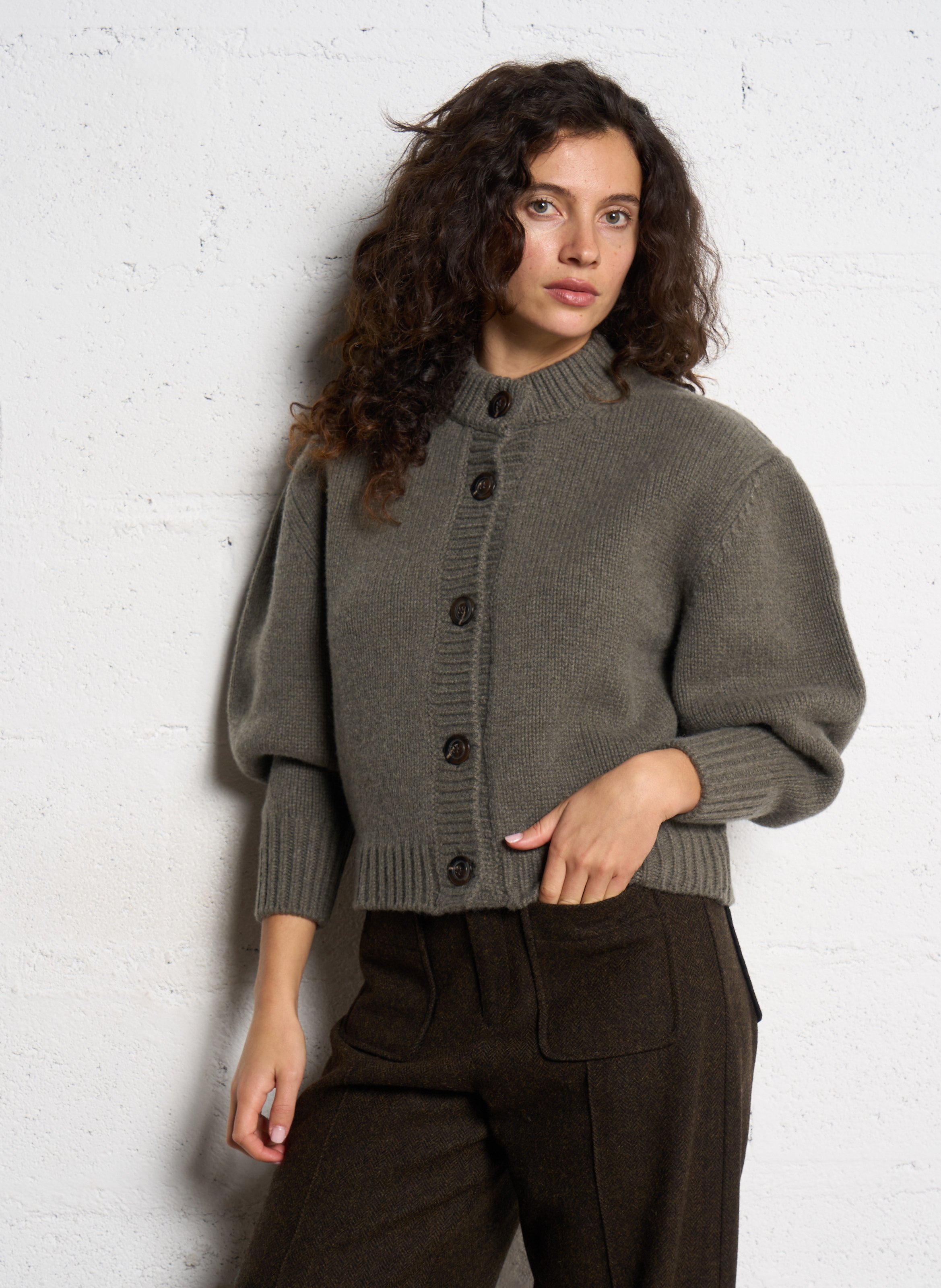 Cardigan col rond en laine leonard SOEUR Gris