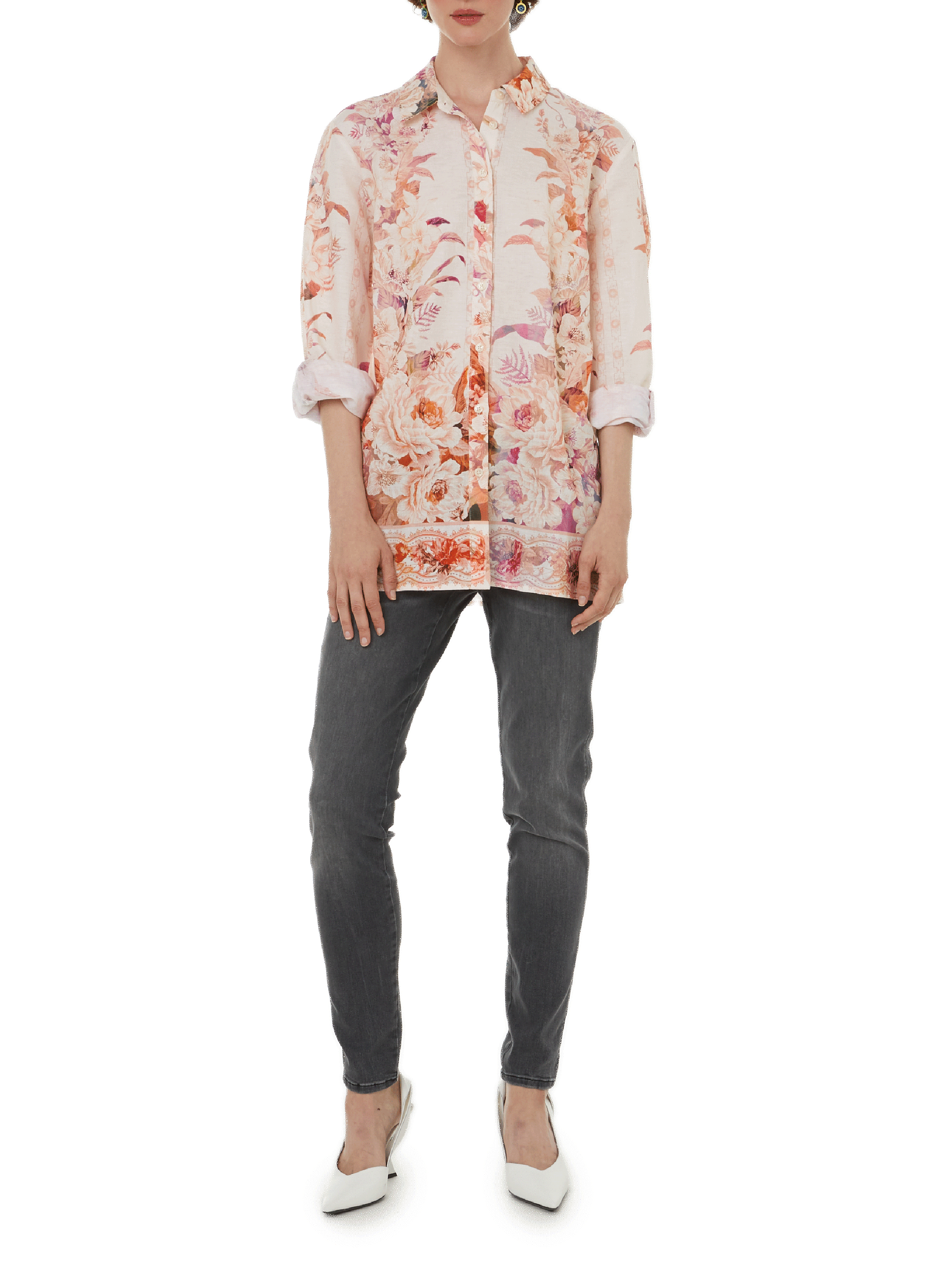 Silver earrings EYE M - ILEANA MAKRI Green