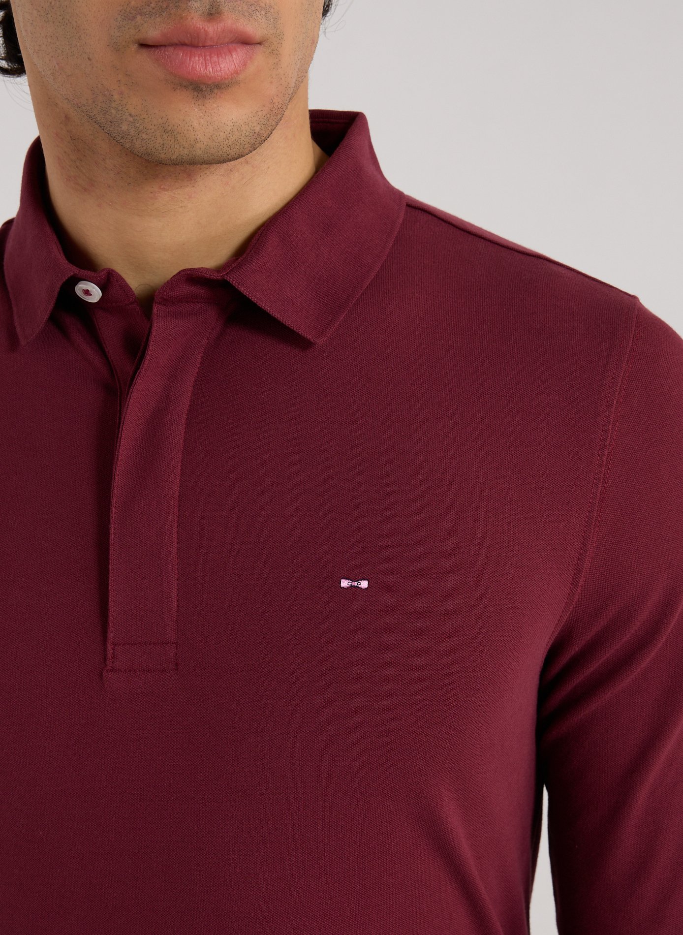Long-sleeved polo shirt in blended cotton EDEN PARK Red