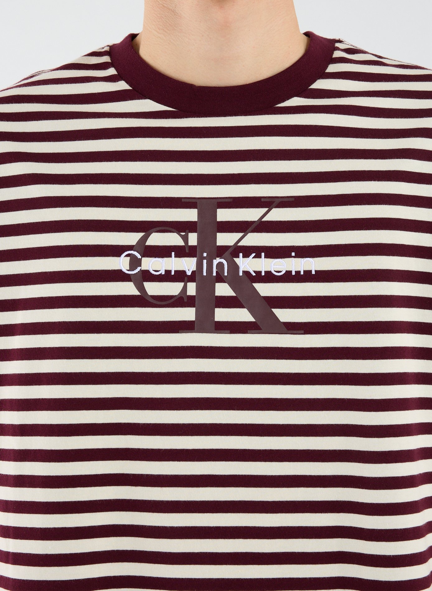 T-shirt rayé en coton CALVIN KLEIN Rouge