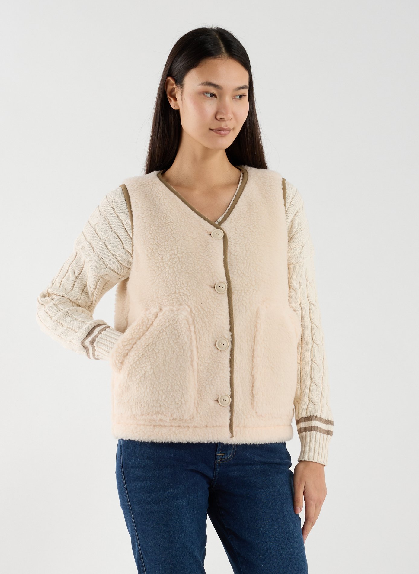 Veste sans manches en sherpa AIGLE Beige