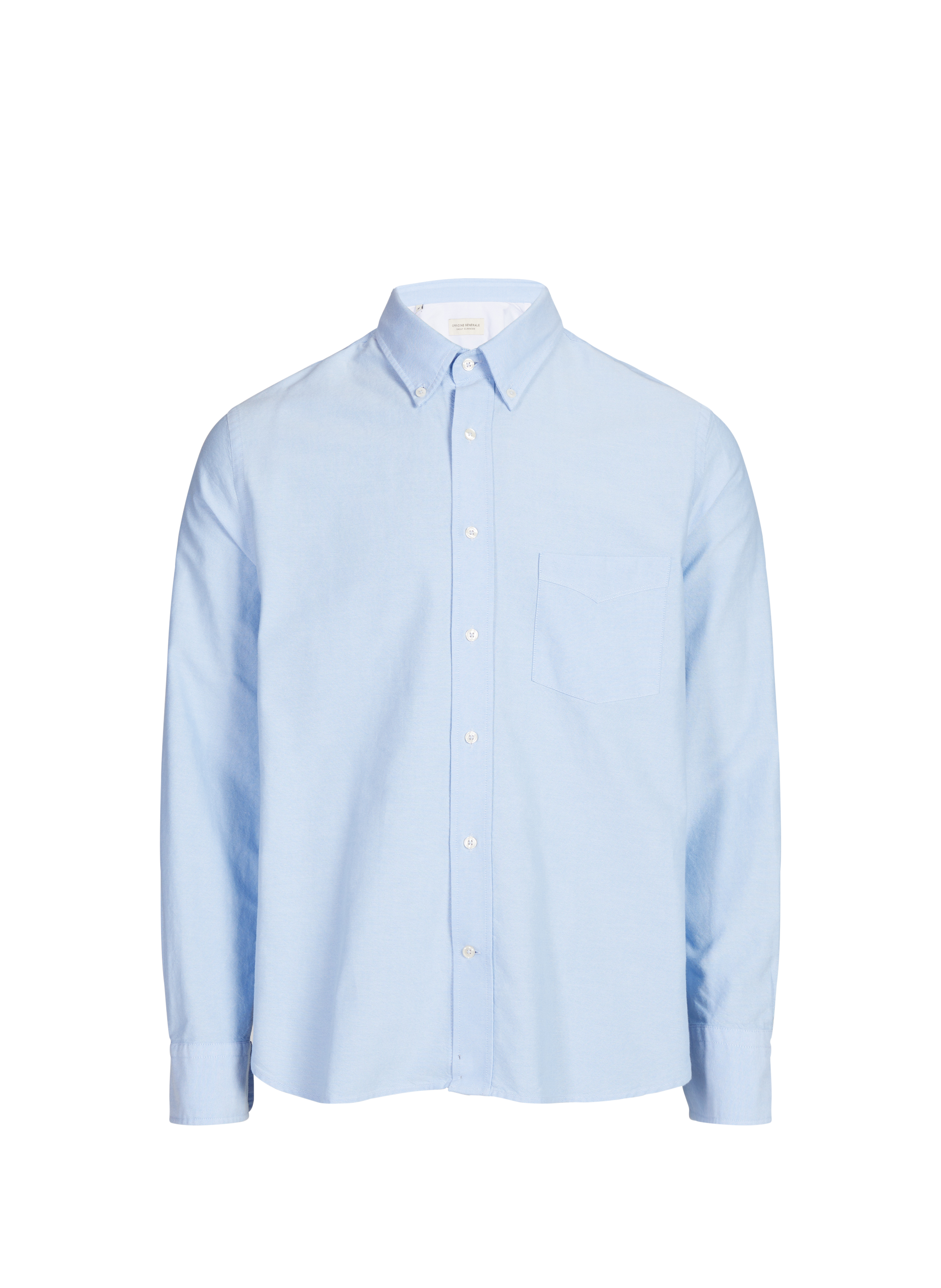 Solid cotton shirt with button-down collar OFFICINE GENERALE Blue