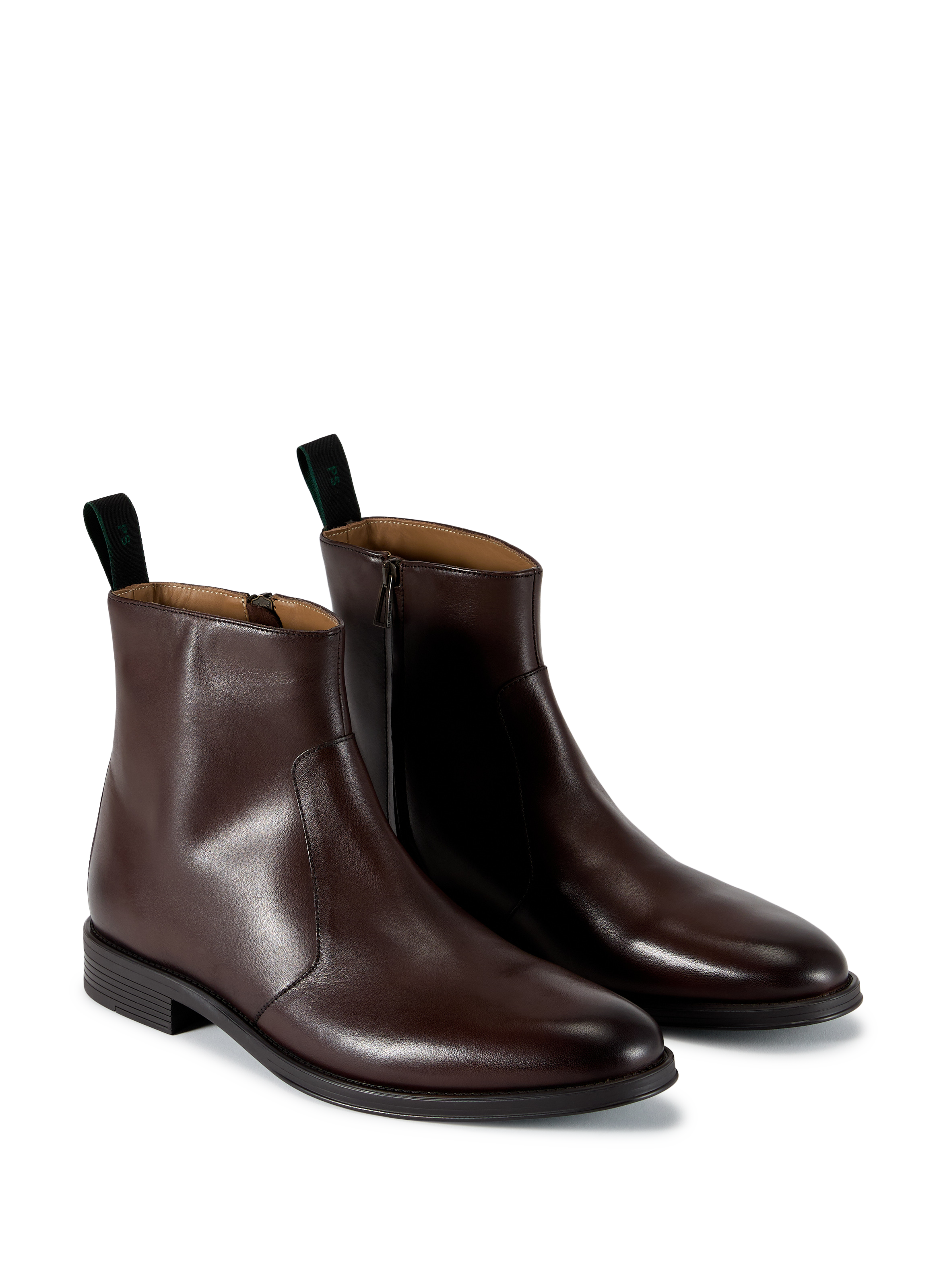 Zippered plain leather boots PAUL SMITH Brown