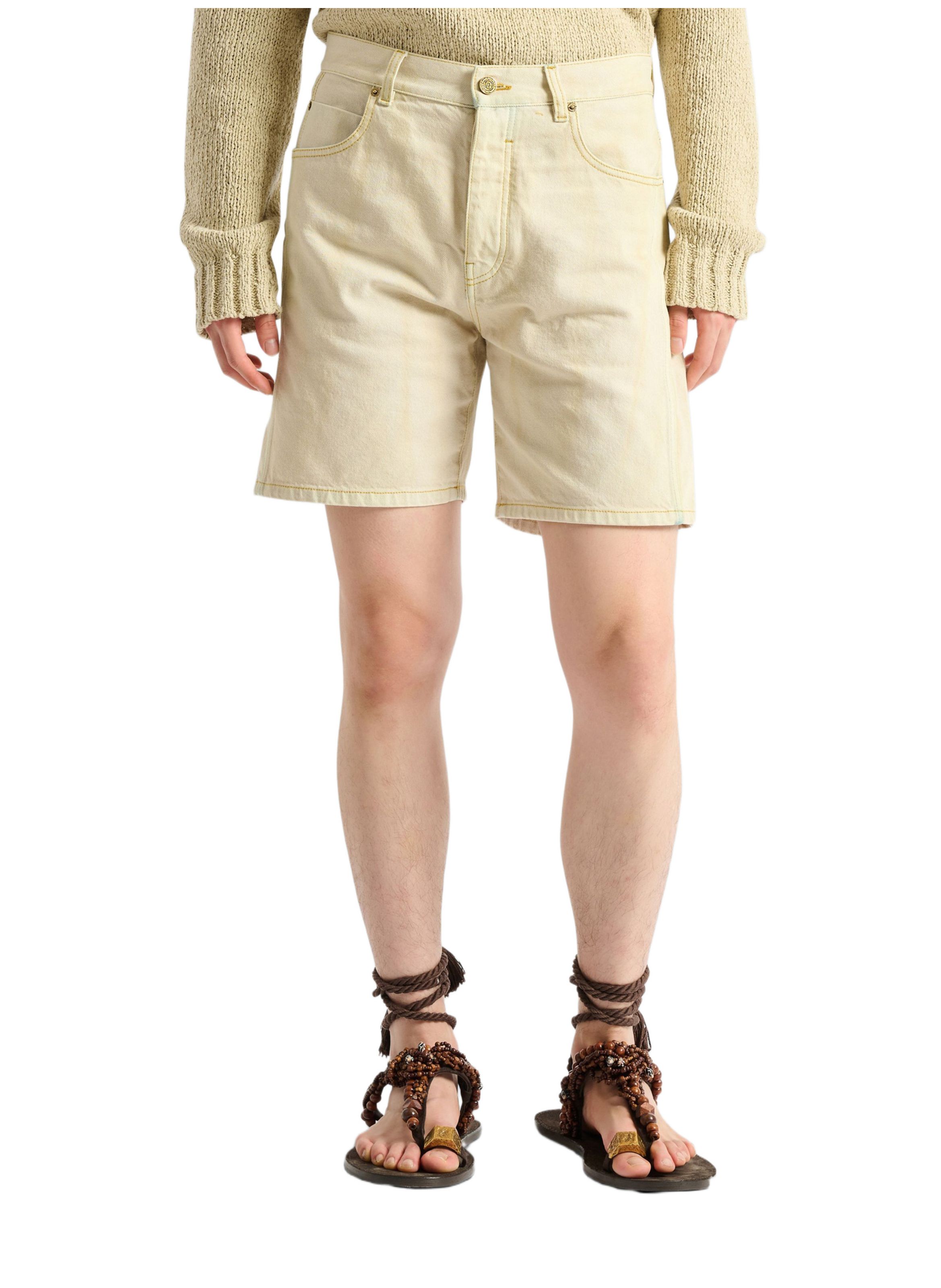 Bermuda en denim délavé BALMAIN Beige