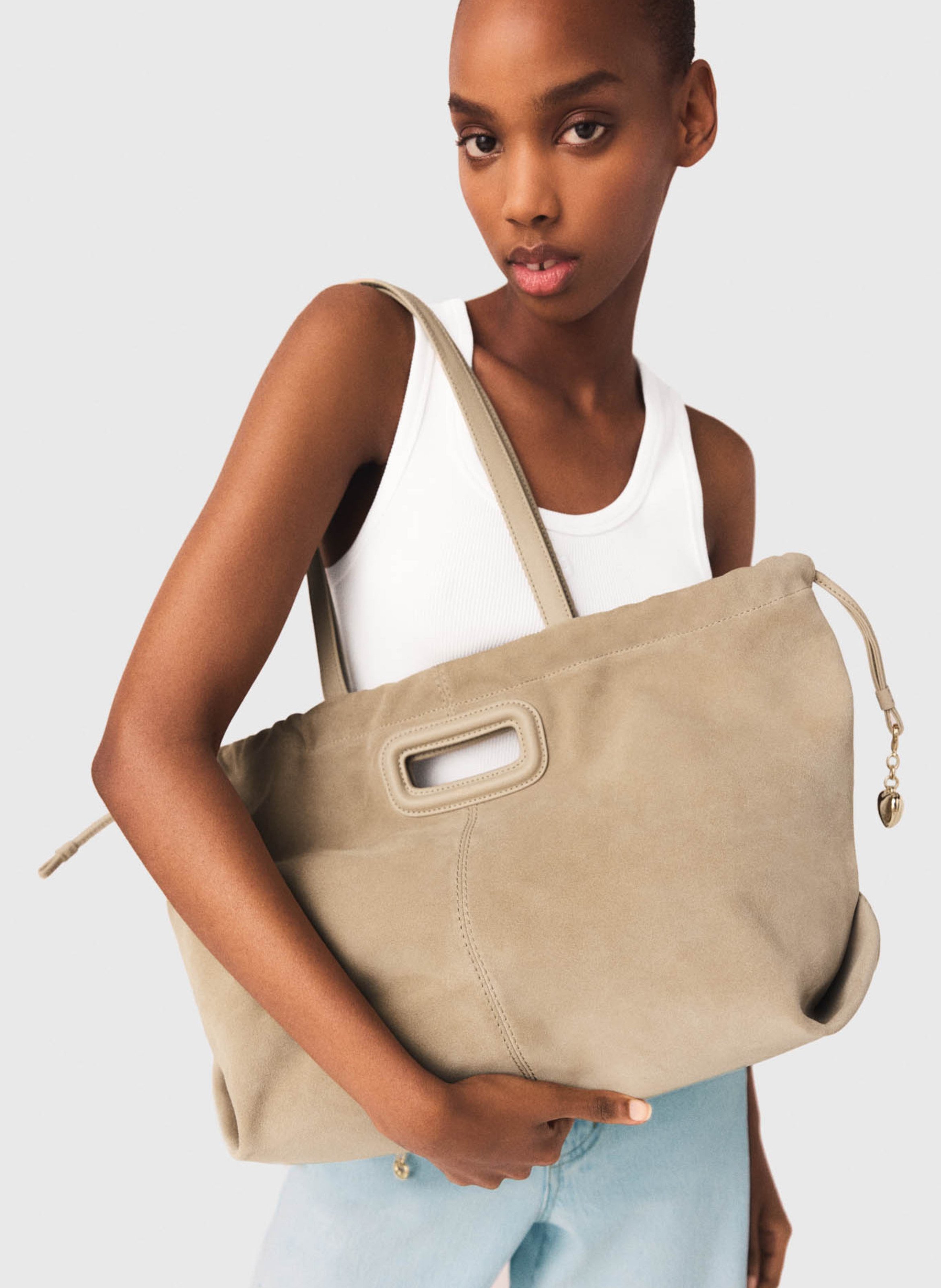 Sac porté épaule en cuir miss m MAJE Marron