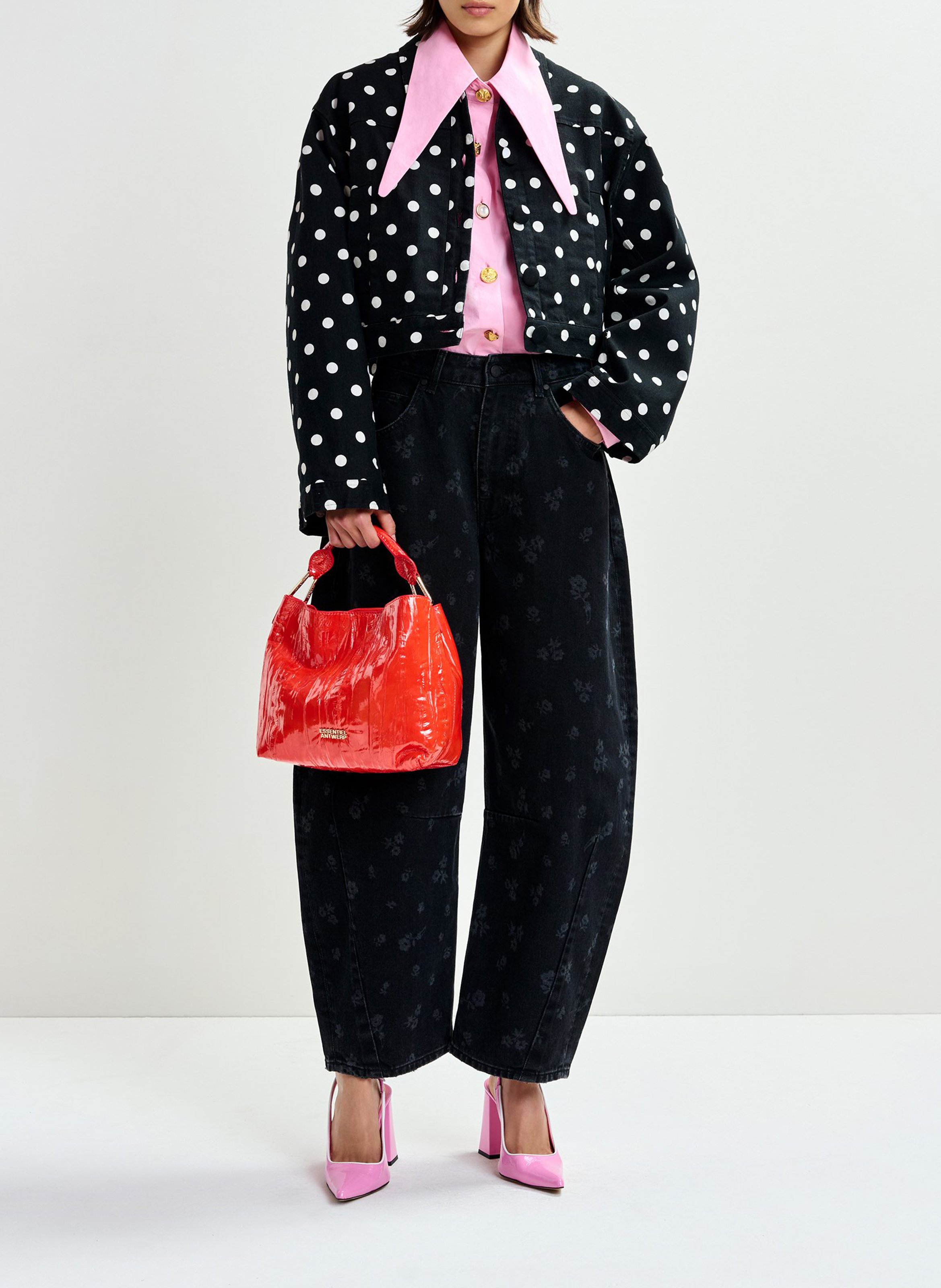 Veste droite col classique en coton imprimé jaborosa ESSENTIEL ANTWERP Blanc