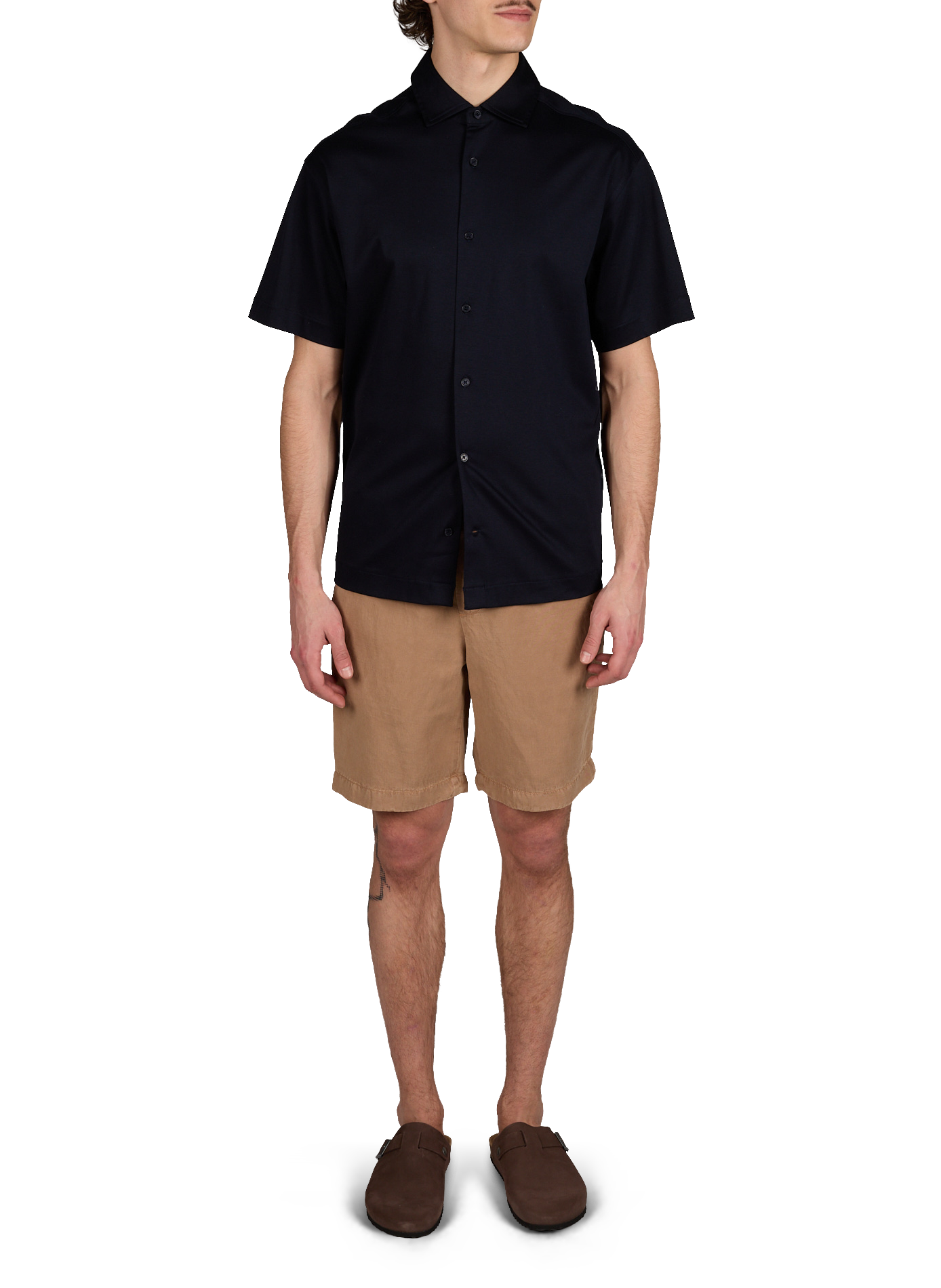 Solid short-sleeve cotton shirt STRELLSON Blue