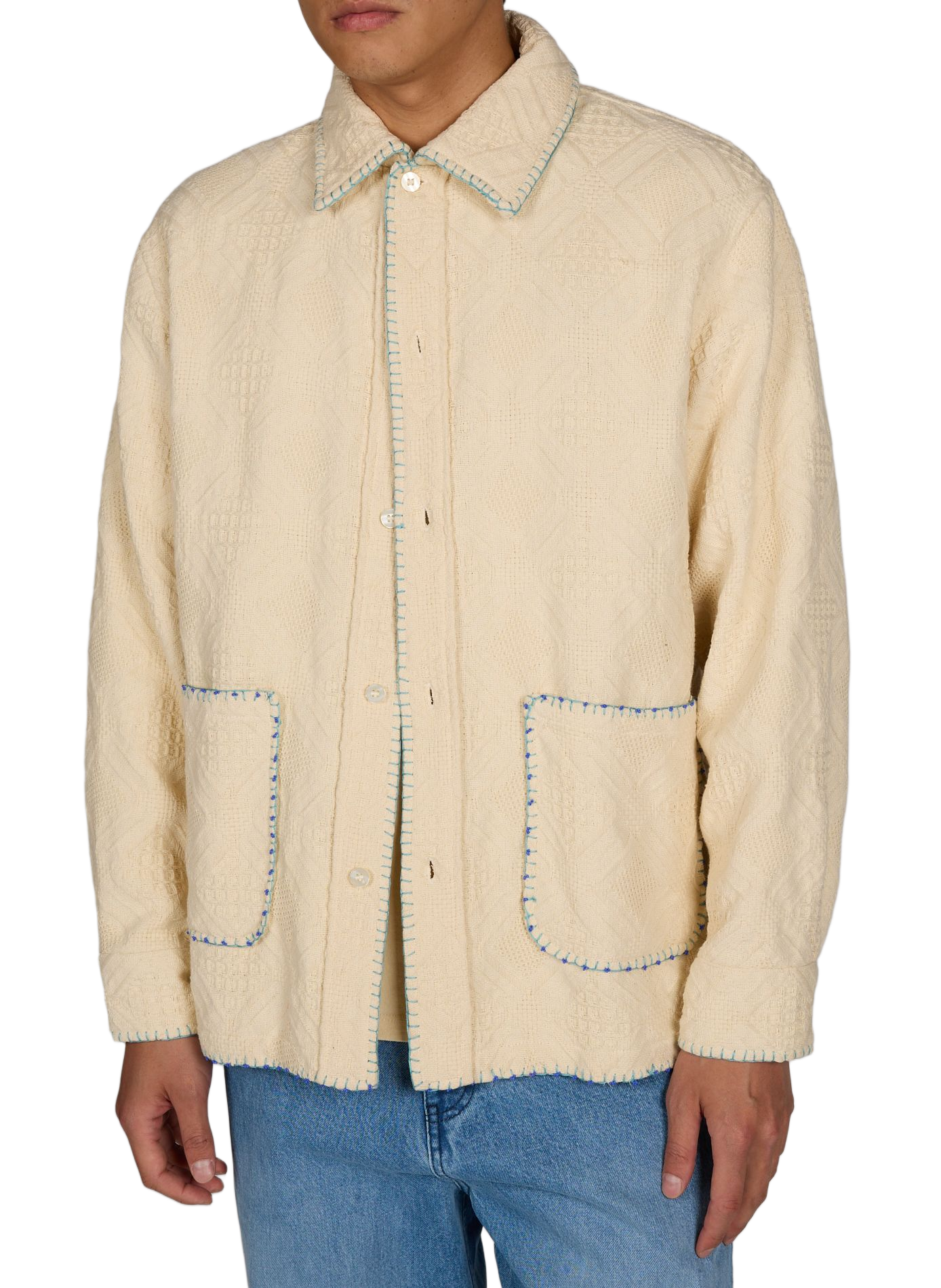 Surchemise droite en maille de coton CALEB Beige