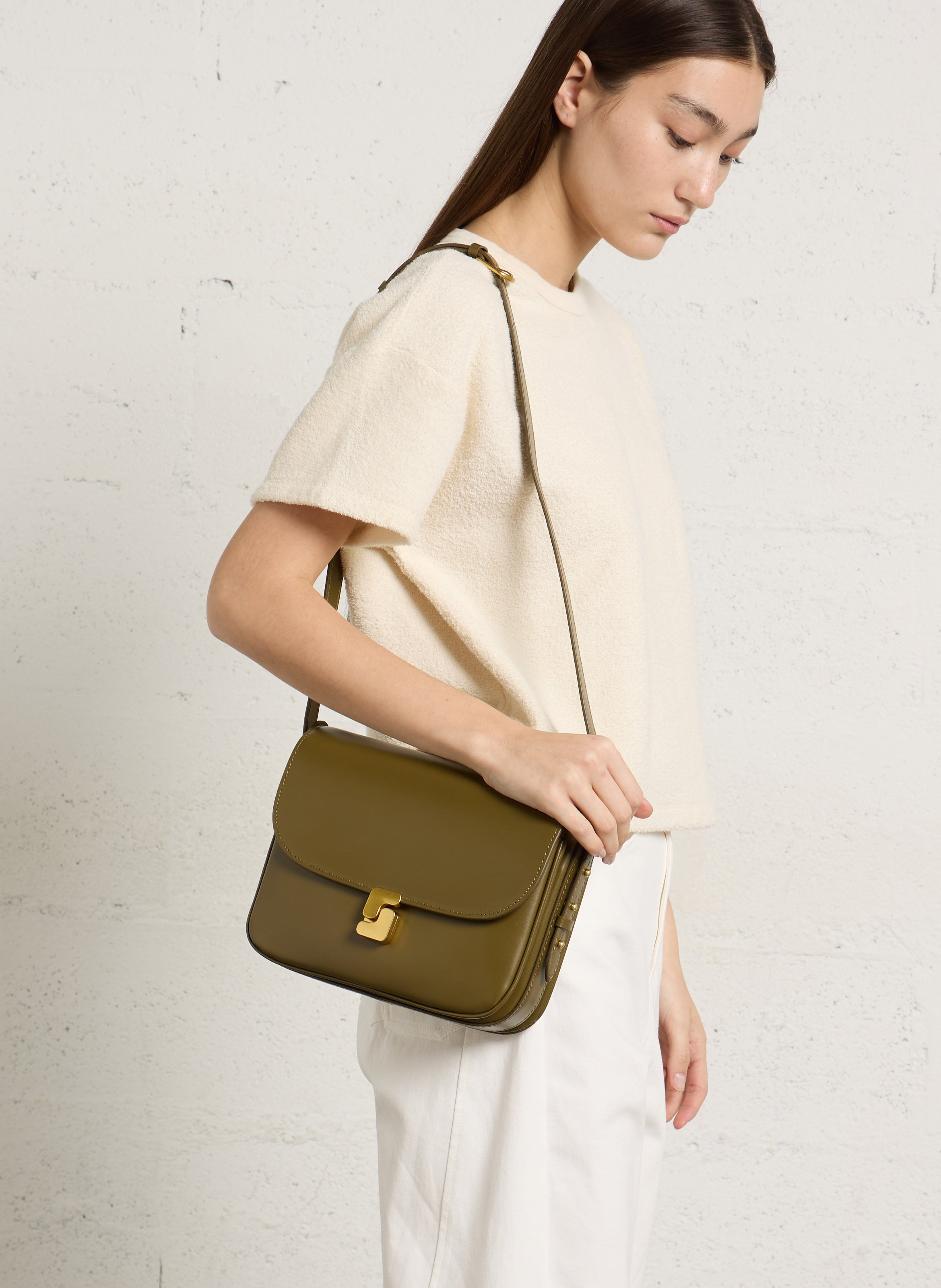 Sac bandoulière en cuir bellissima maxi SOEUR Kaki