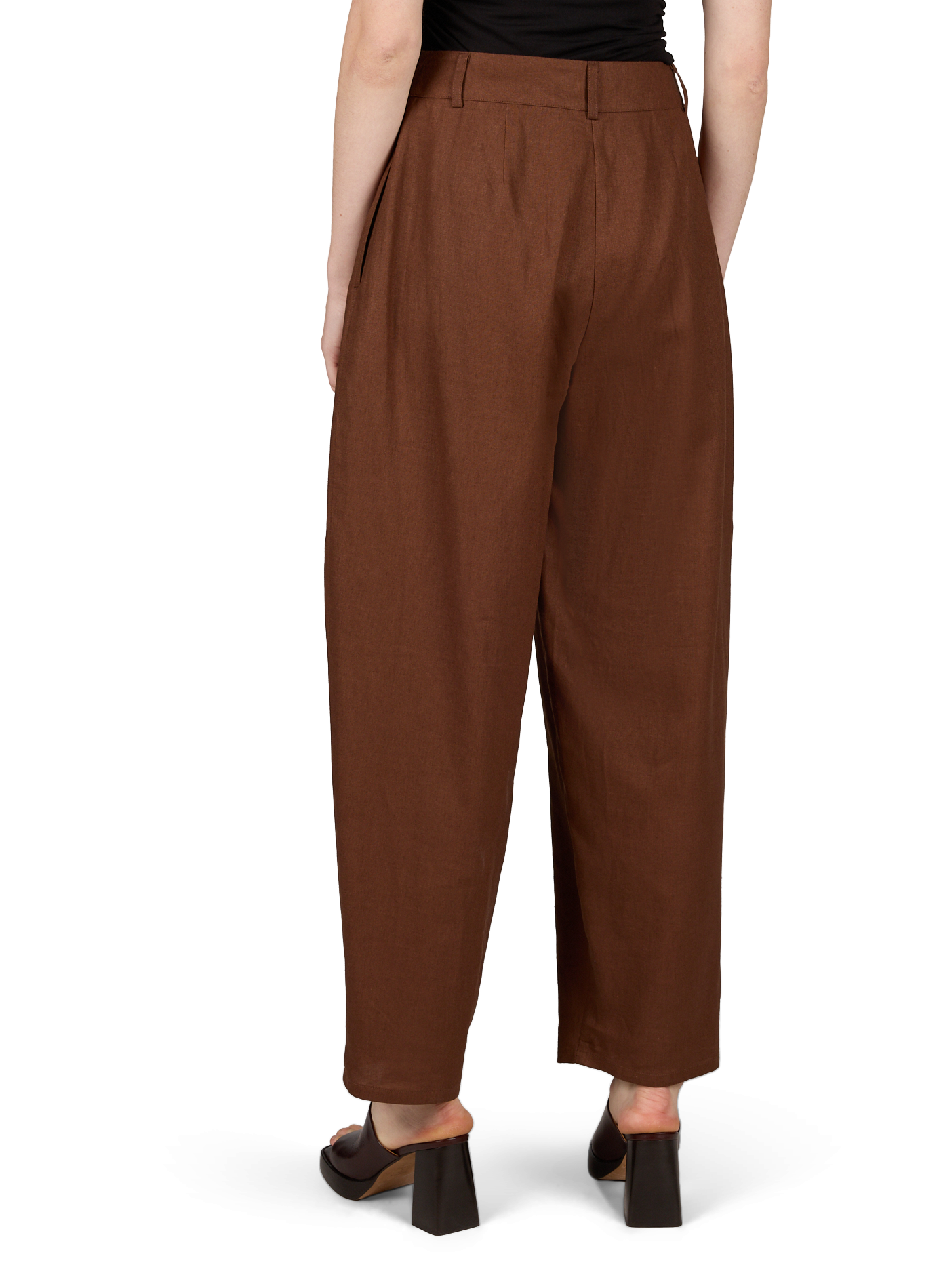 Solid linen blend trousers TOPSHOP Brown