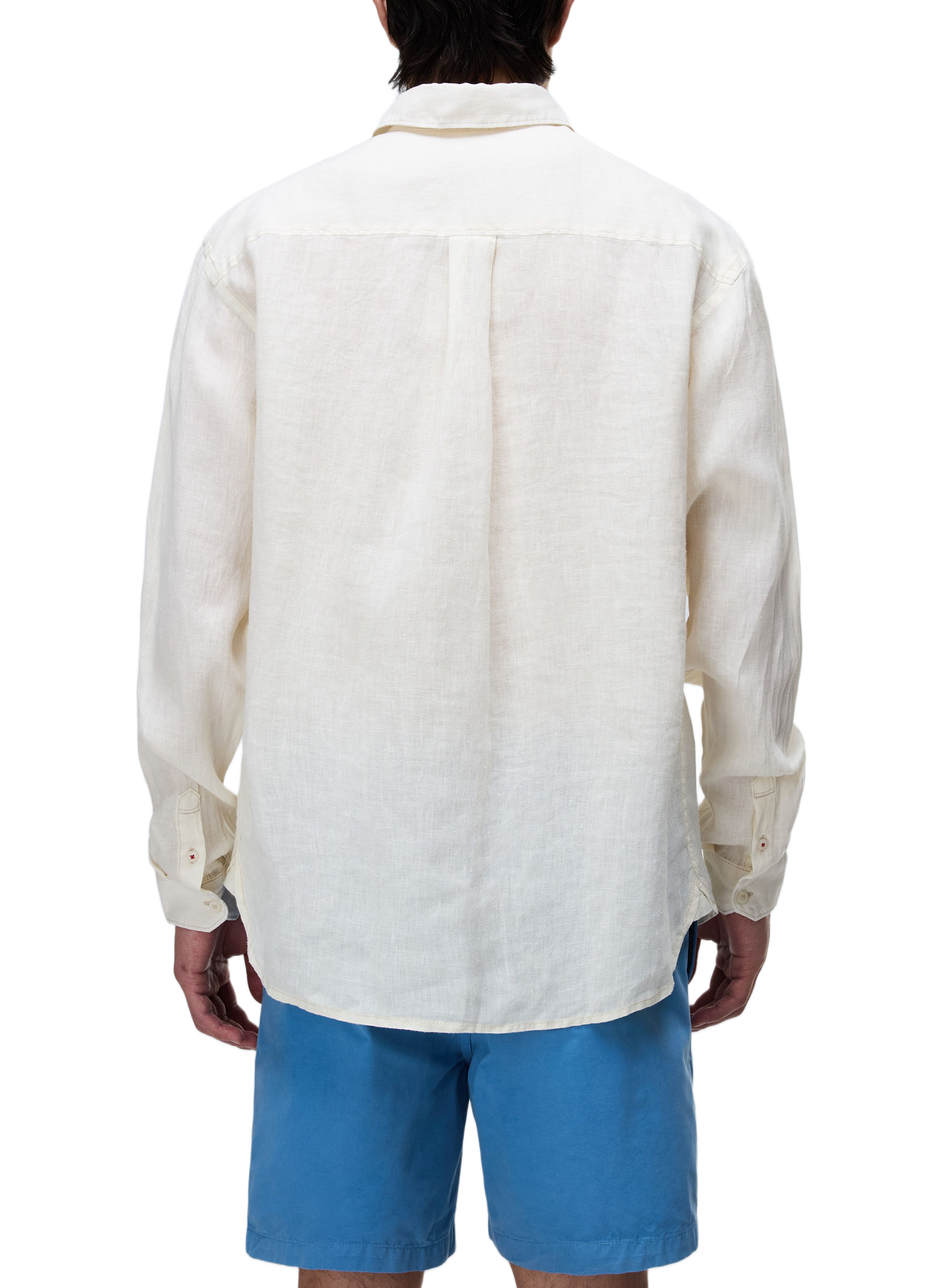 Chemise droite à manches longues en lin NAPAPIJRI Blanc