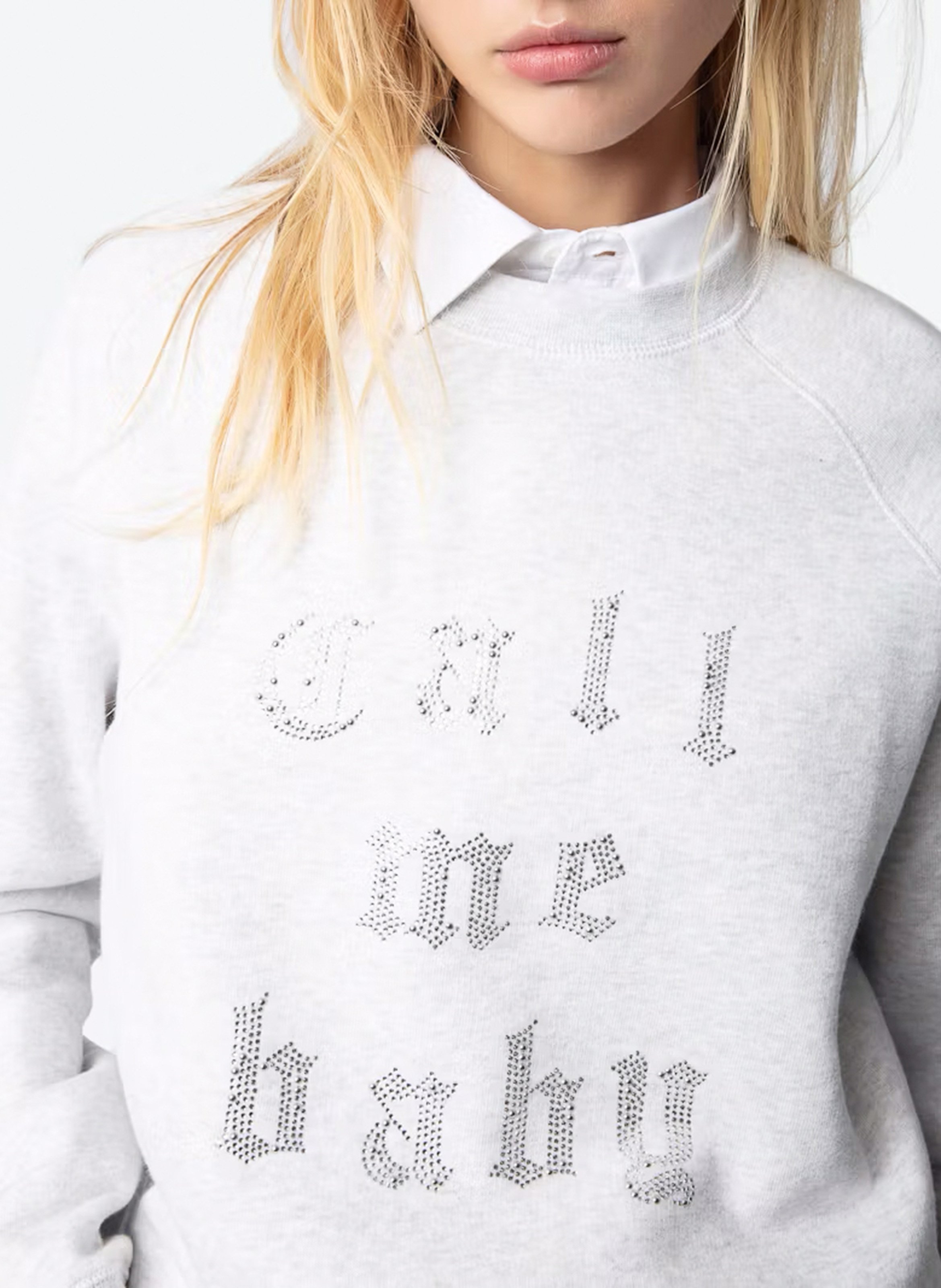 Sweat col rond en coton mélangé upper ZADIG&VOLTAIRE Gris