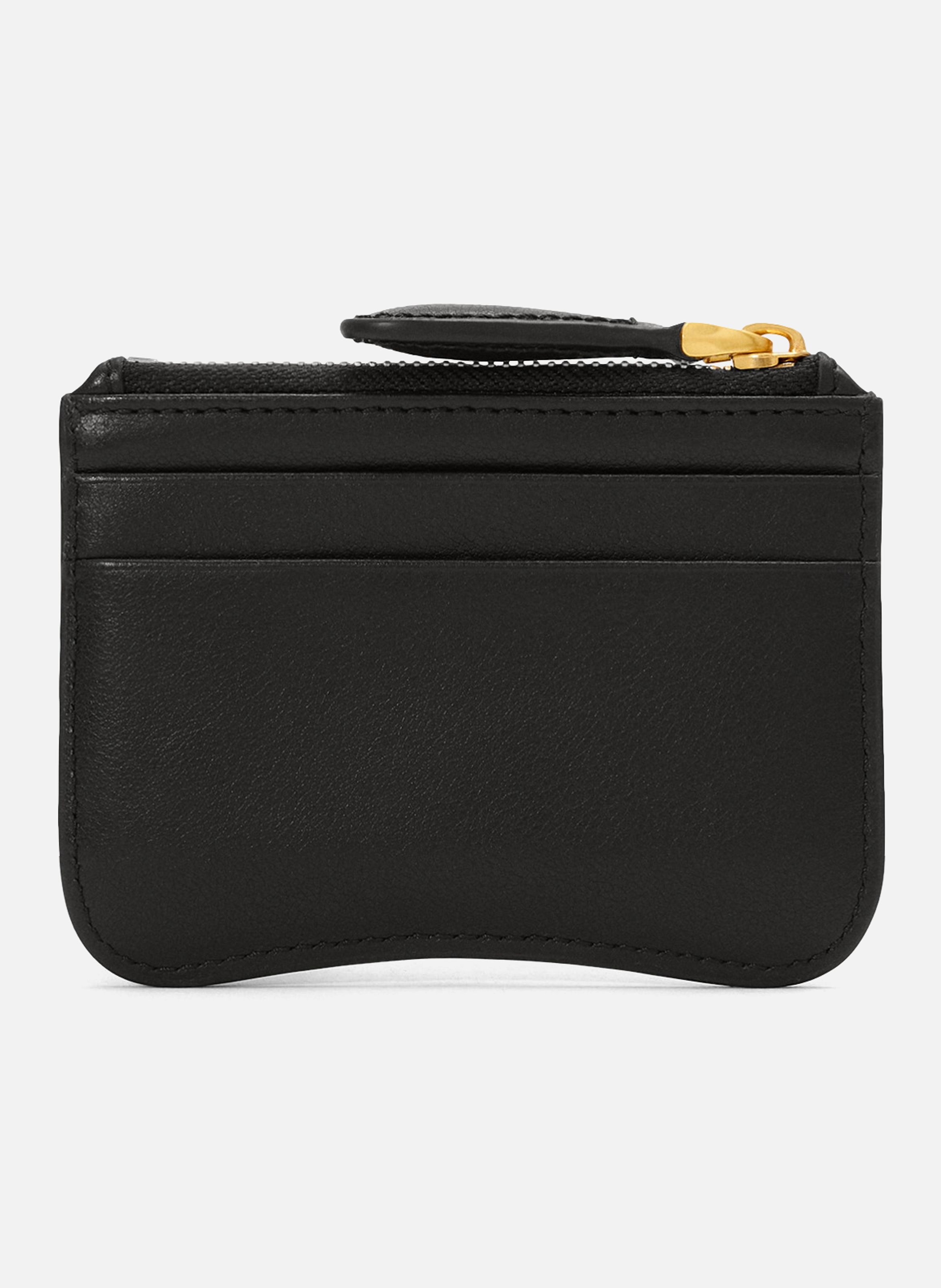 Porte-cartes paris paris zippé unisexe en cuir de vachette AMI PARIS Noir