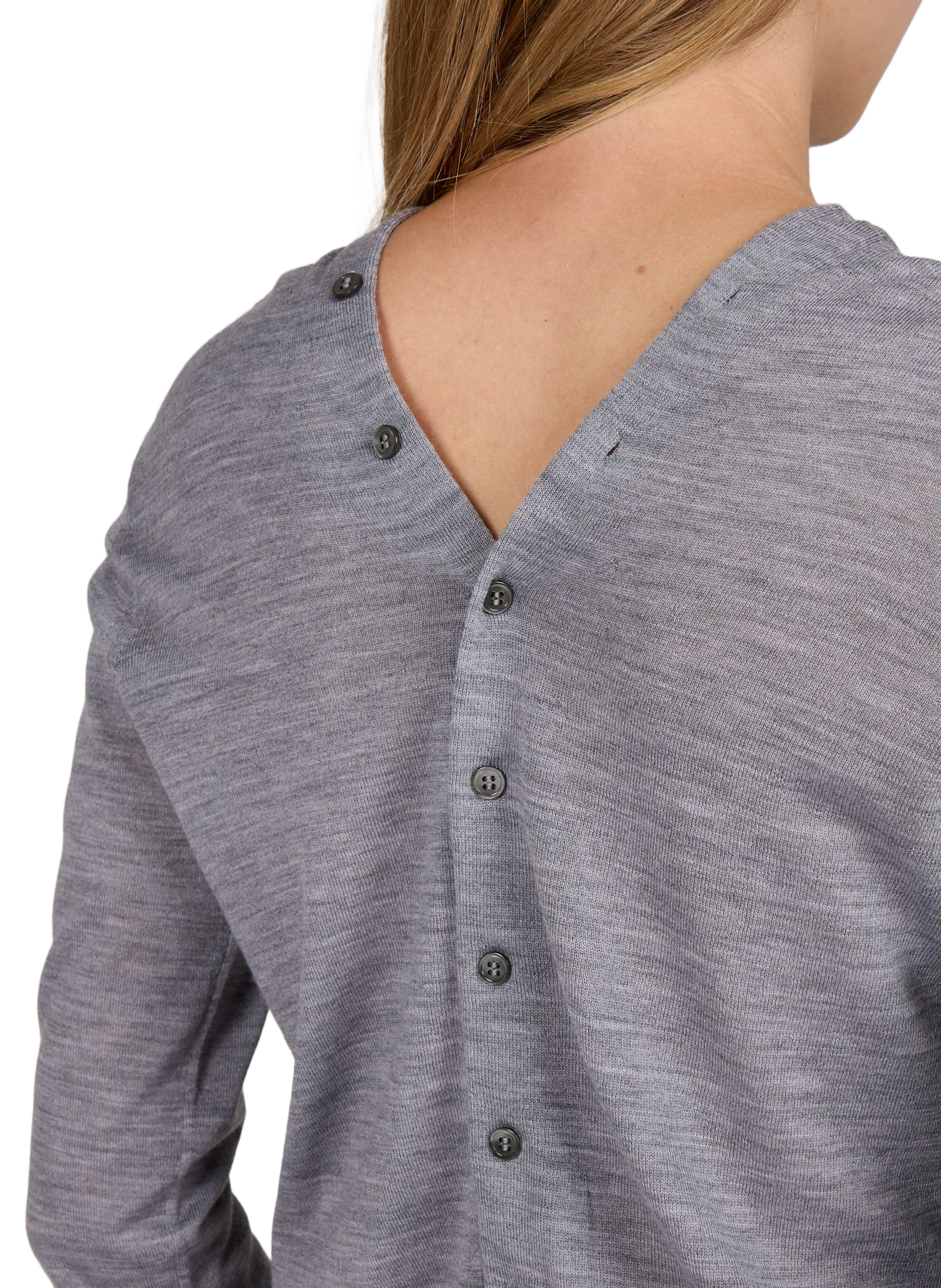 Cardigan met V-hals, knoopsluiting en open rug van wol. ALEXANDER WANG Grijs