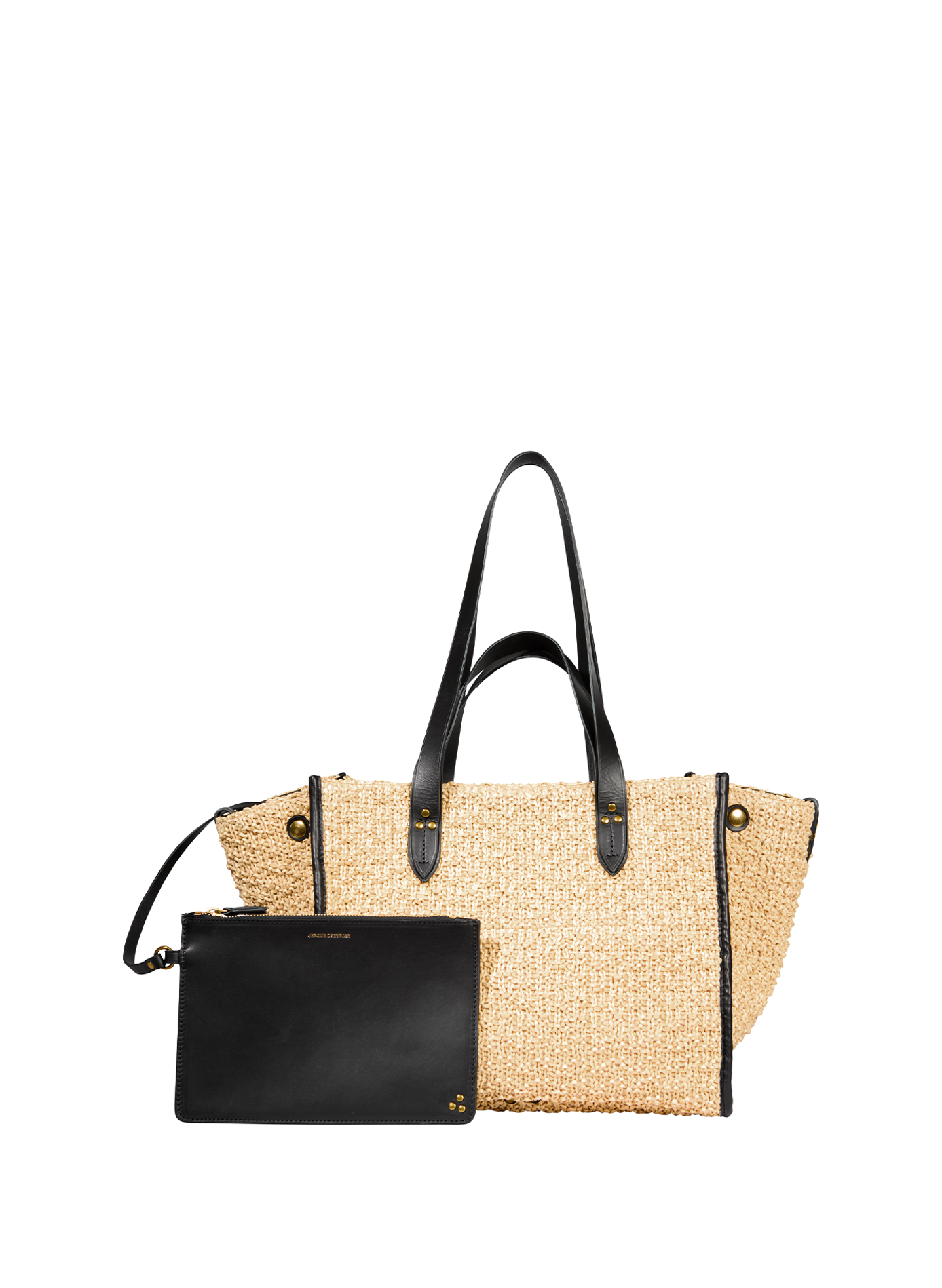 Einkaufstasche Leon M aus Raffia und Leder JÉRÔME DREYFUSS Beige