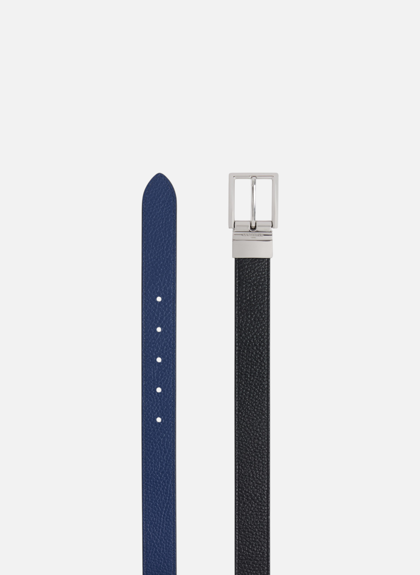 Ceinture réversible avec boucle rectangle en cuir grainé LE TANNEUR Noir