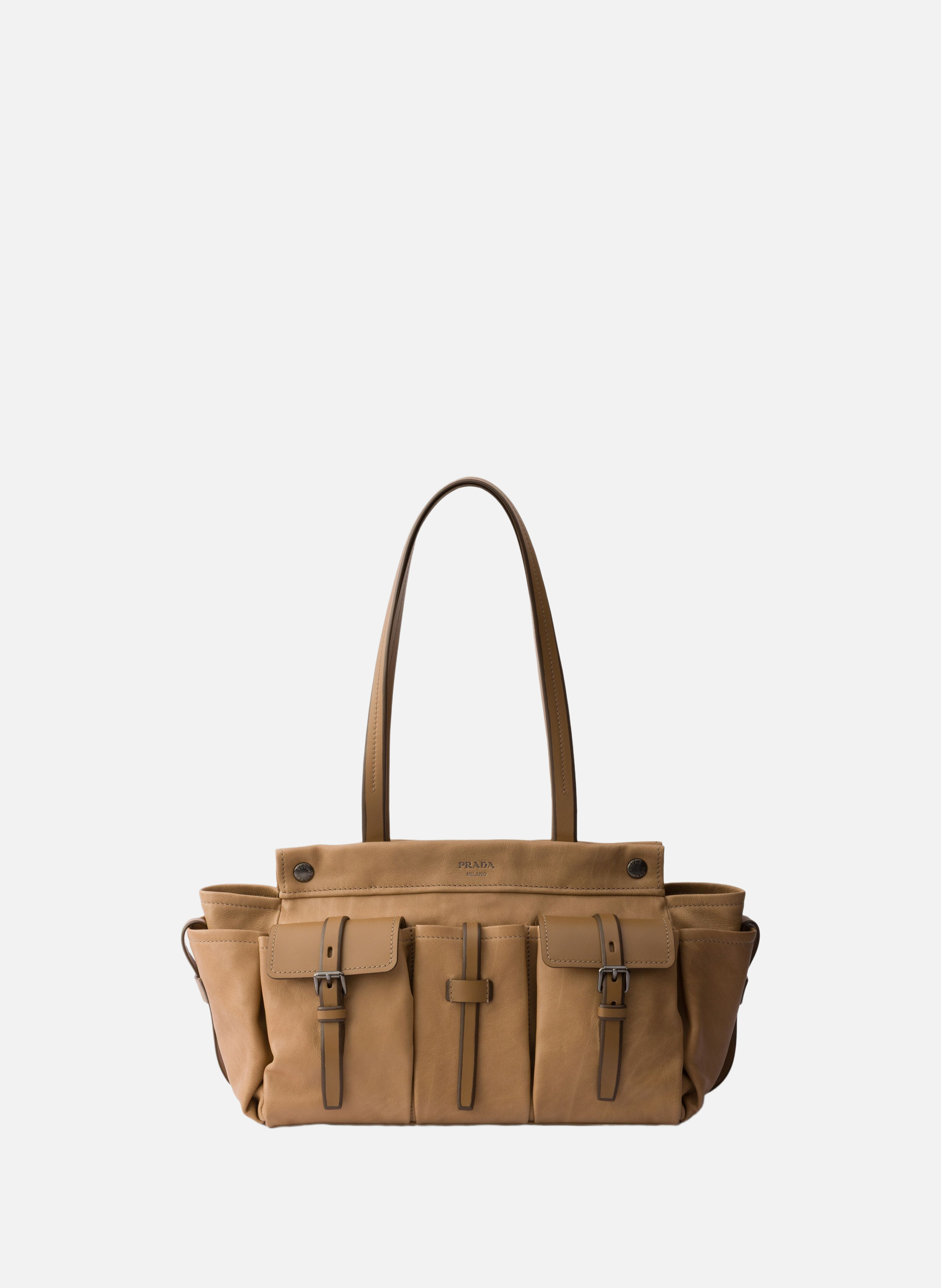 Grand cabas en cuir prada route PRADA Beige