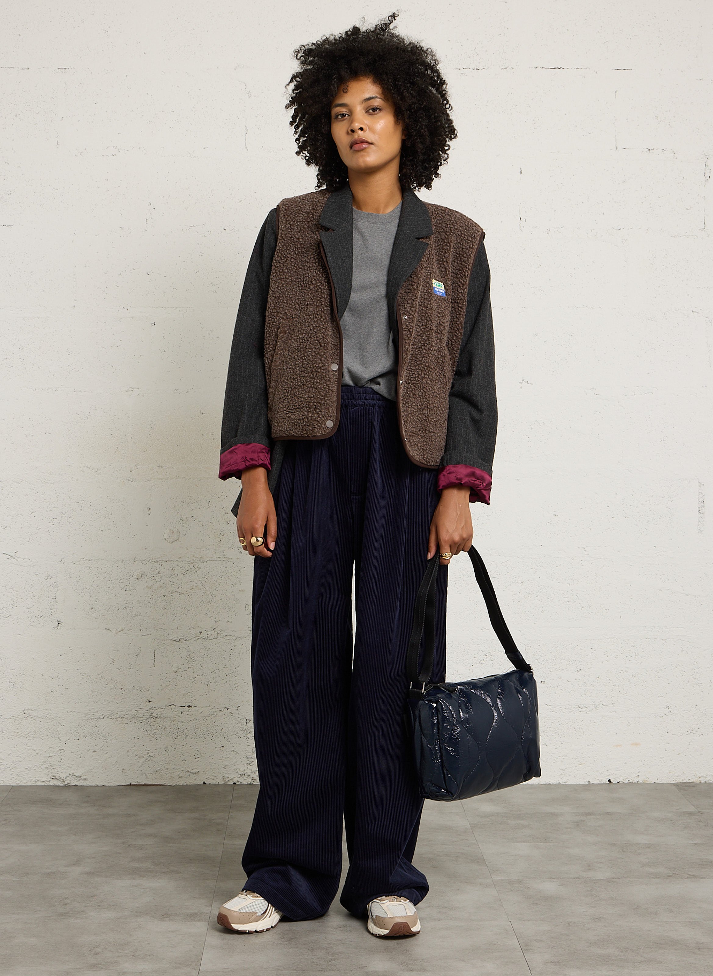 Gilet col rond molletonné sans manches hoktown AMERICAN VINTAGE Marron