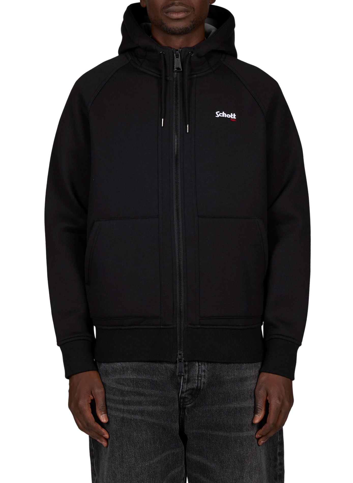 Sweat à capuche en coton mélangé  SCHOTT Noir