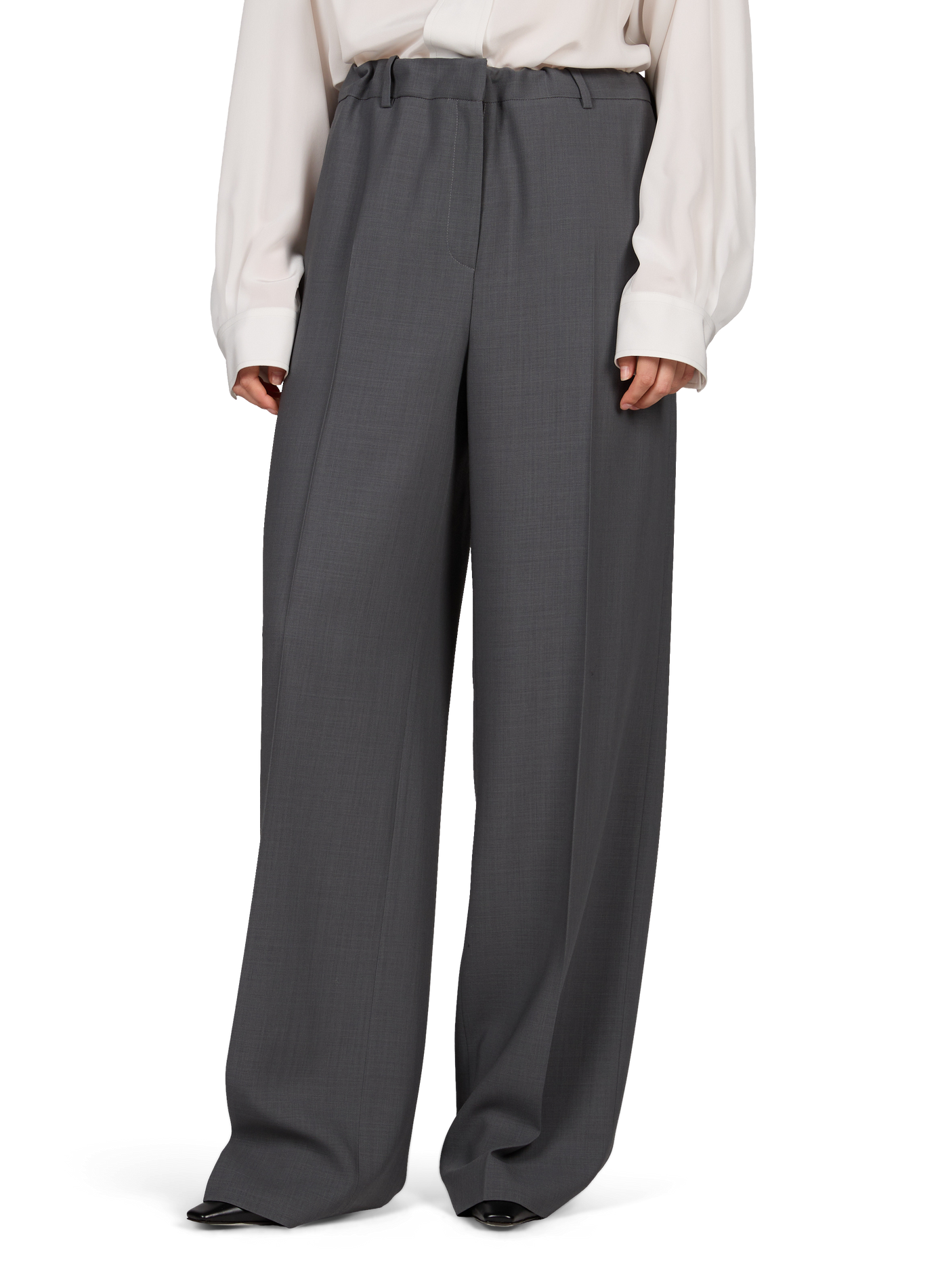 Pantalon droit à plis en laine CALVIN KLEIN COLLECTION Gris