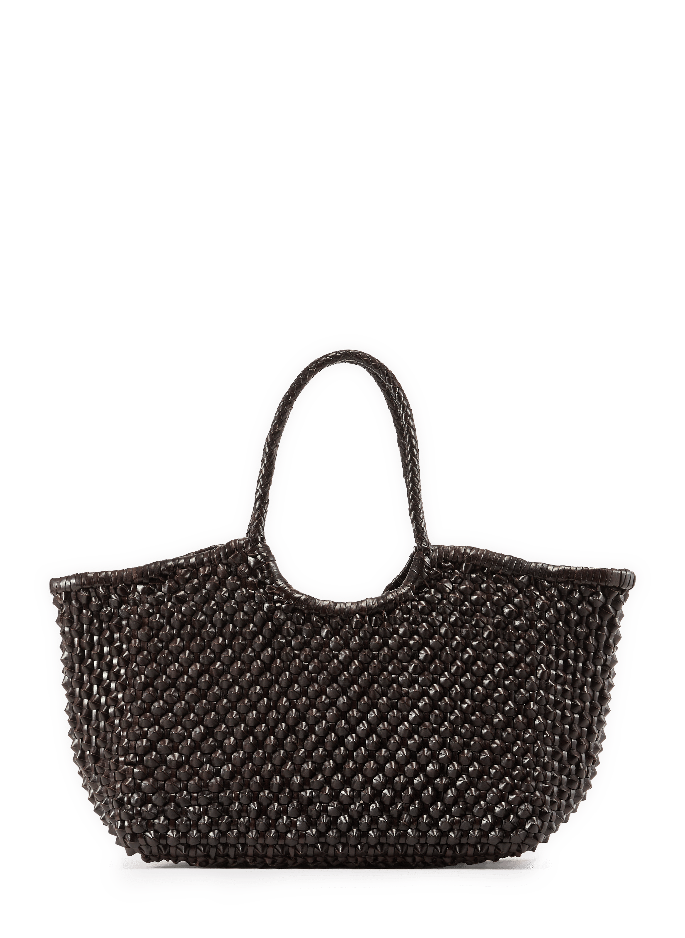 Large woven leather basket DRAGON DIFFUSION Brown