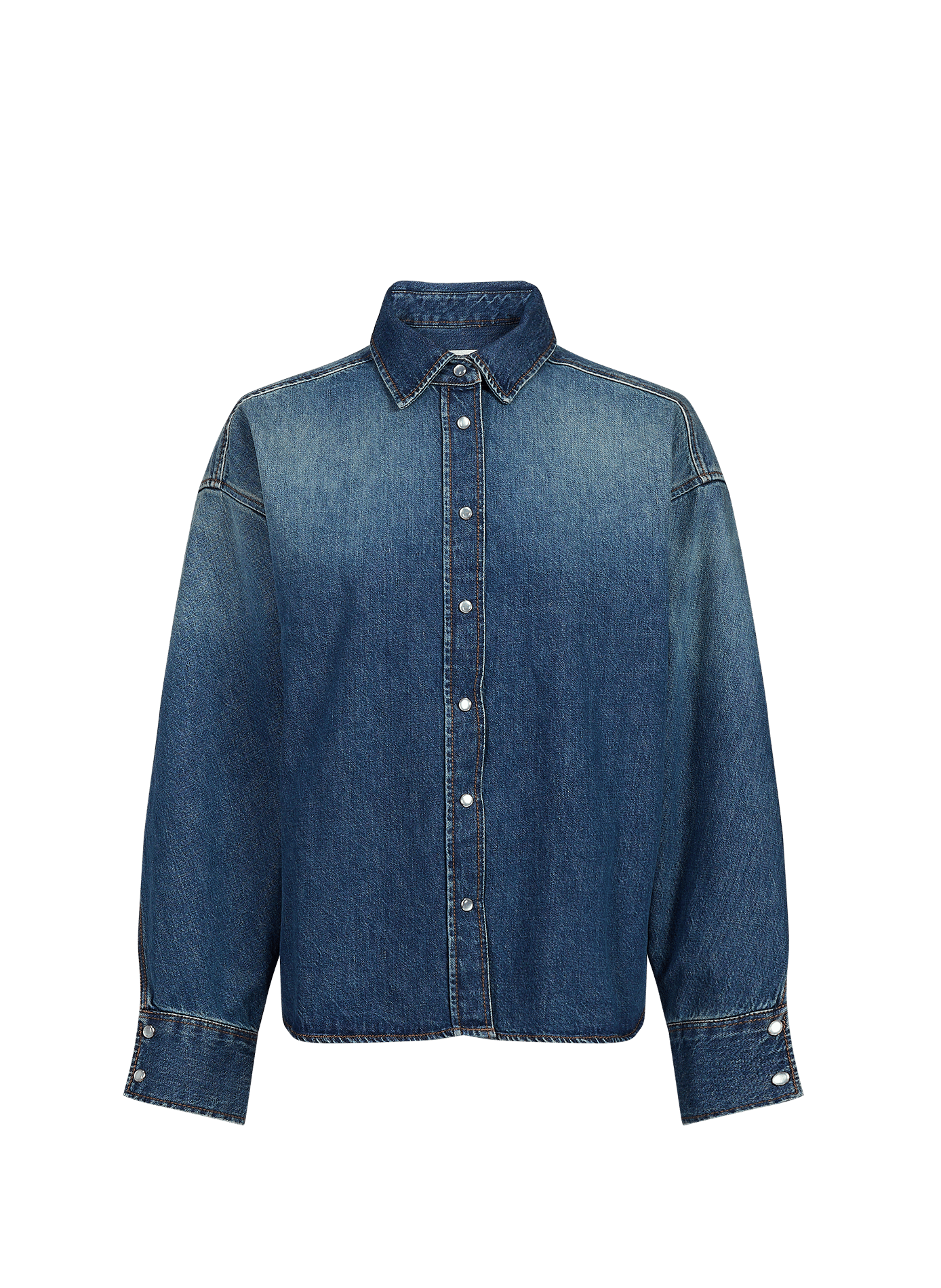 Loose-fit denim shirt with classic collar in cotton CLOSED Blue