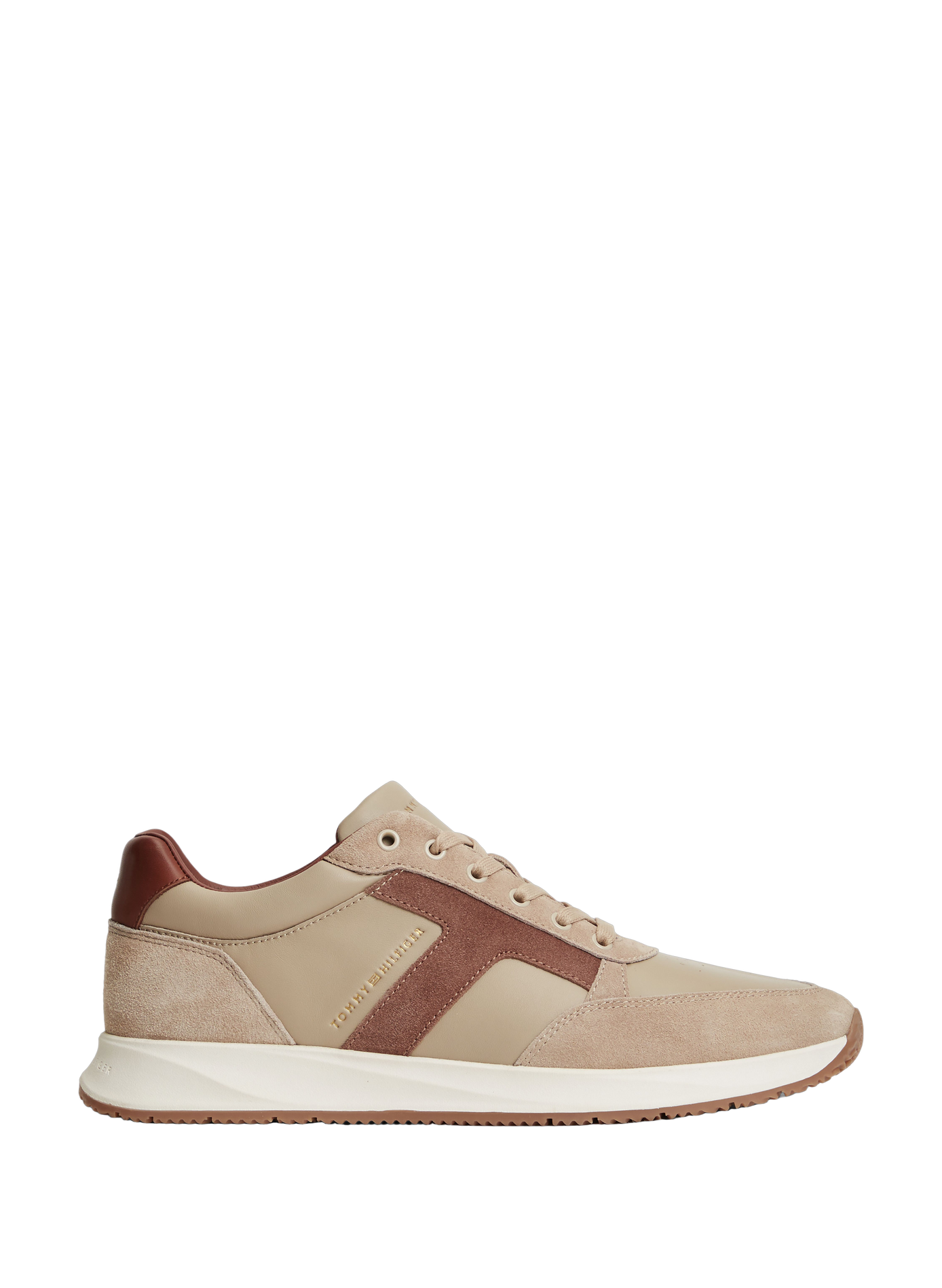 Leather lace-up sneakers TOMMY HILFIGER Beige
