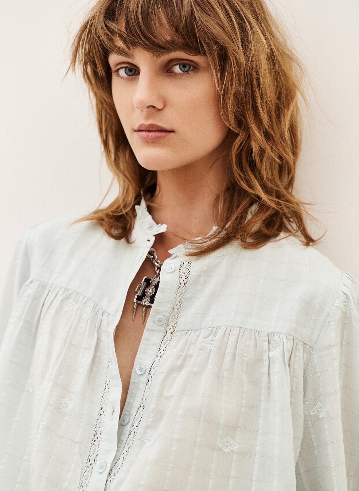 Chemise ample en coton mélangé melody BA&SH Bleu