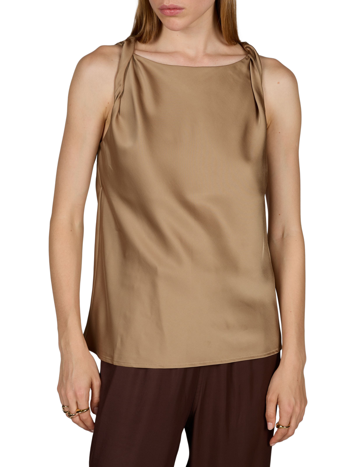 Soepel ruimvallend Roushyras-top ROUGE EDIT Beige