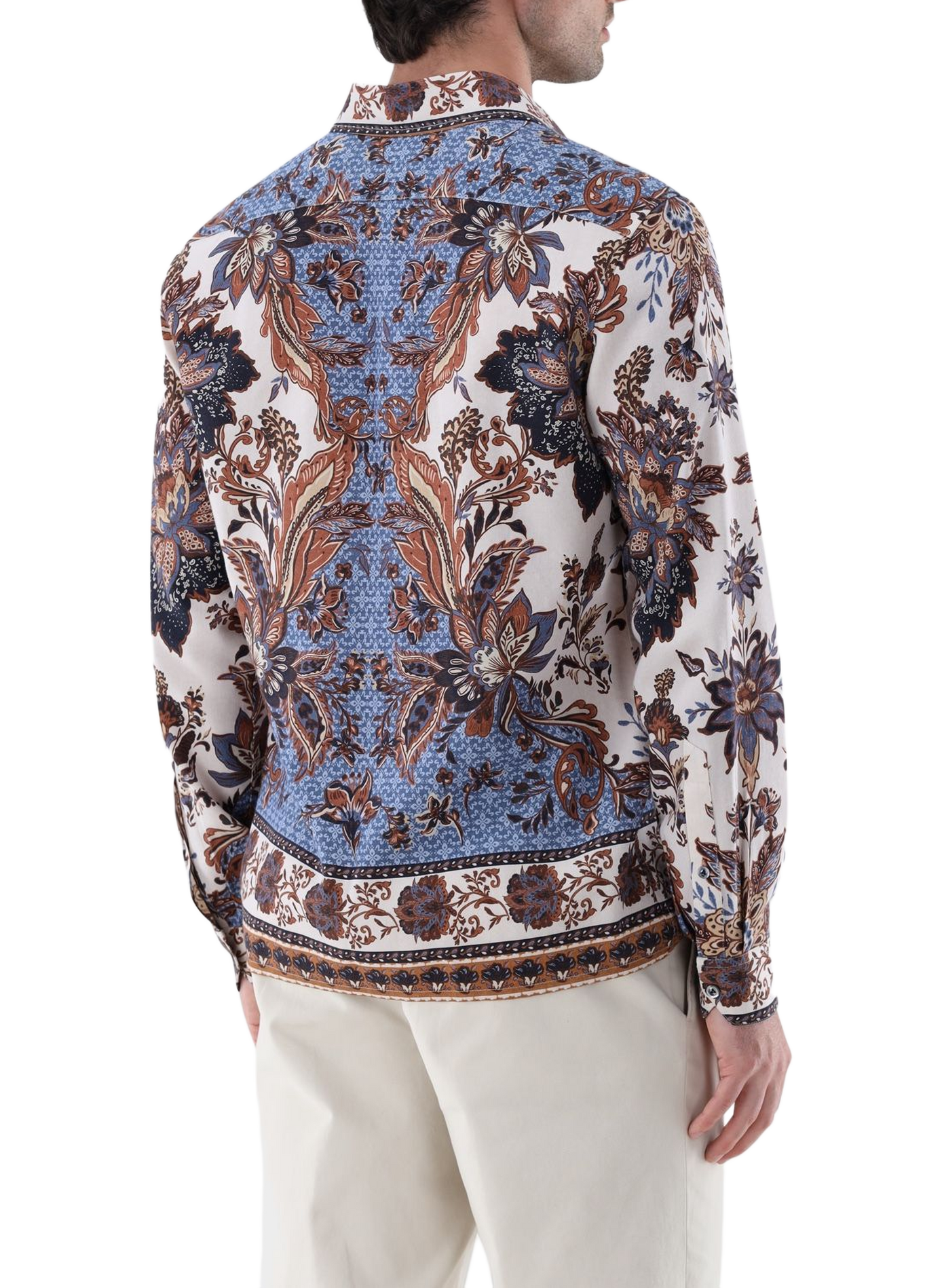 Rechtvallend overhemd met print in wolmix VAN LAACK Blauw
