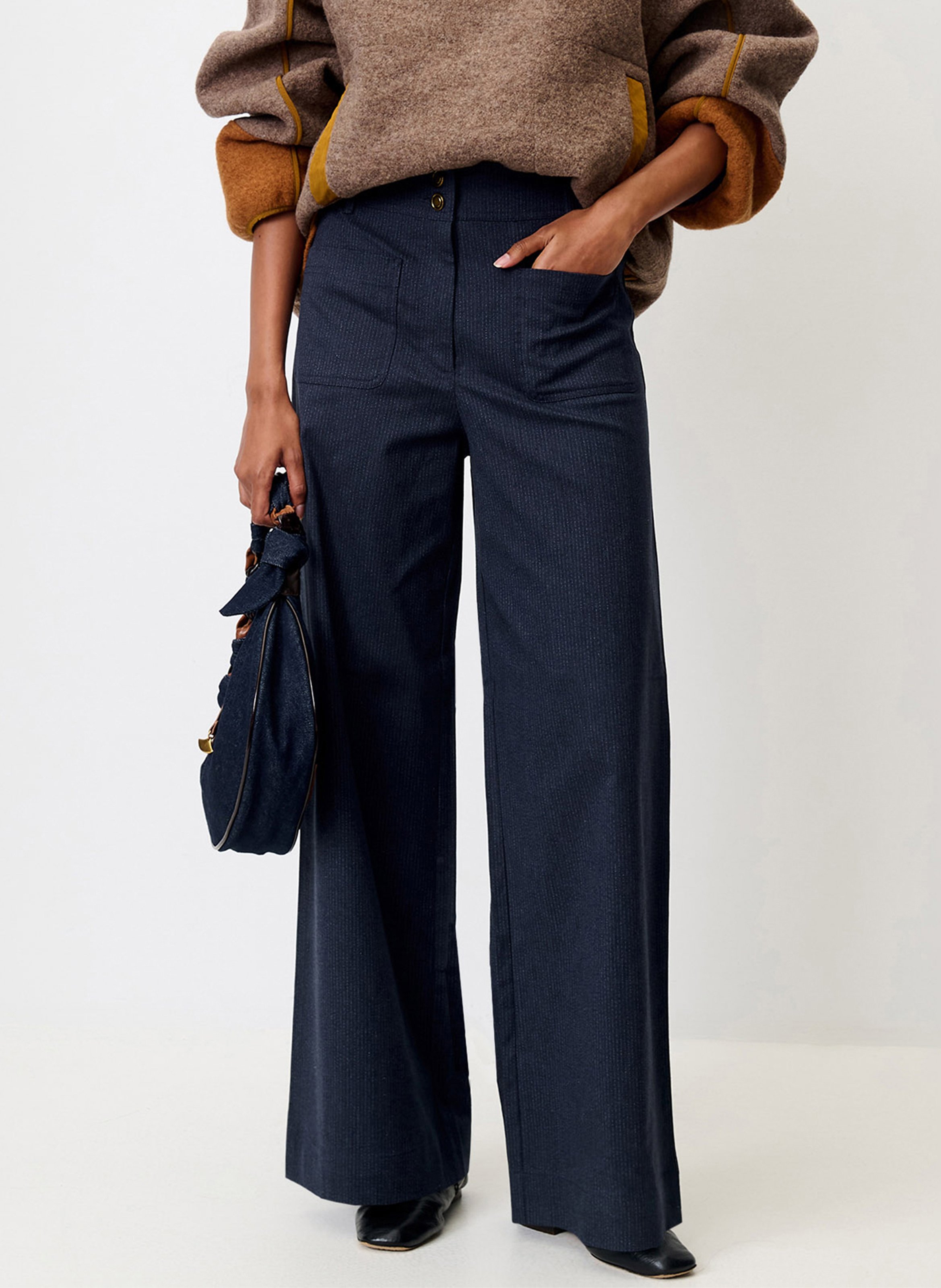 Pantalon taille haute large uni manhafall SESSUN Bleu