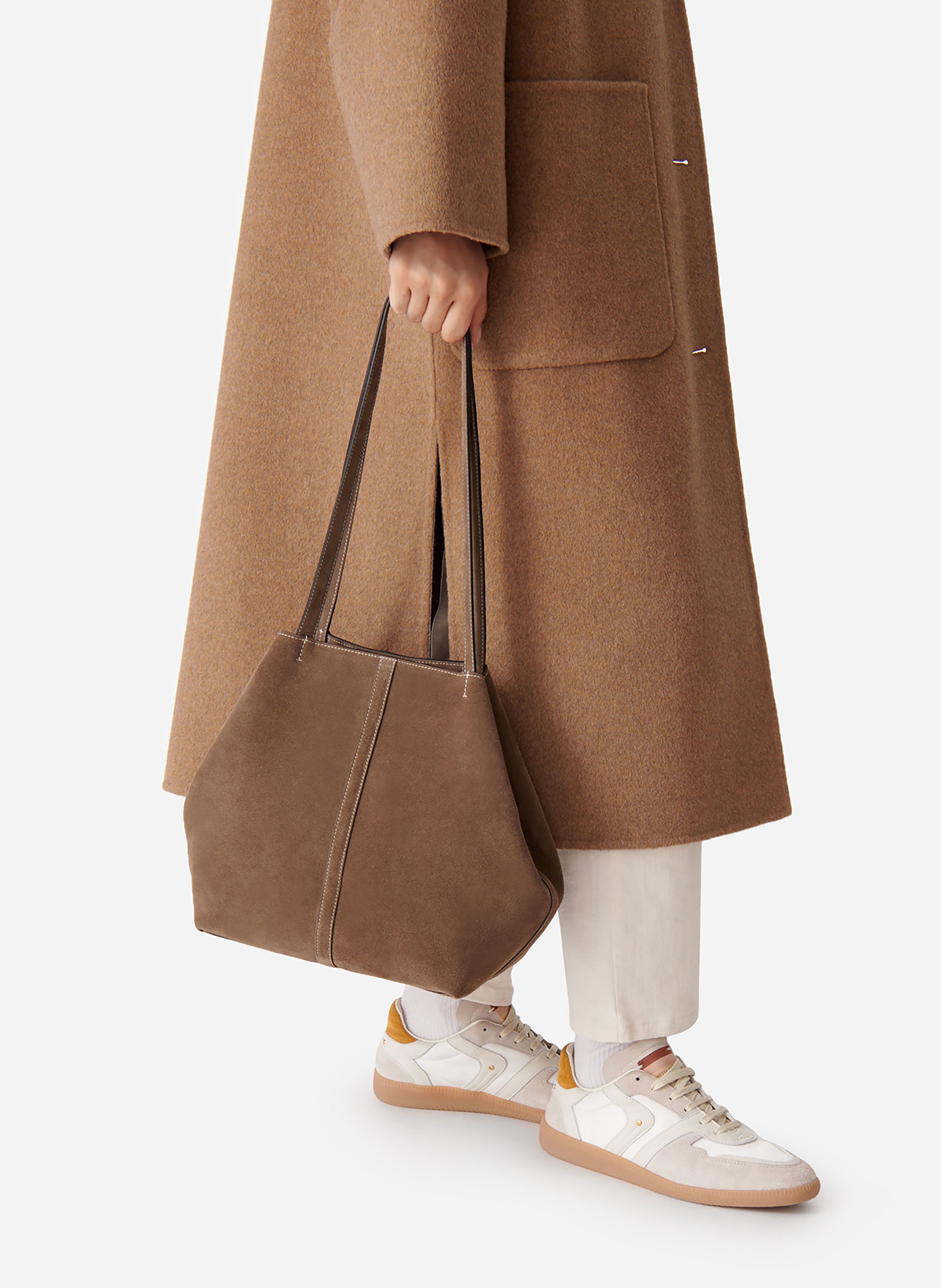 Petit cabas daily en cuir velours VANESSA BRUNO Beige