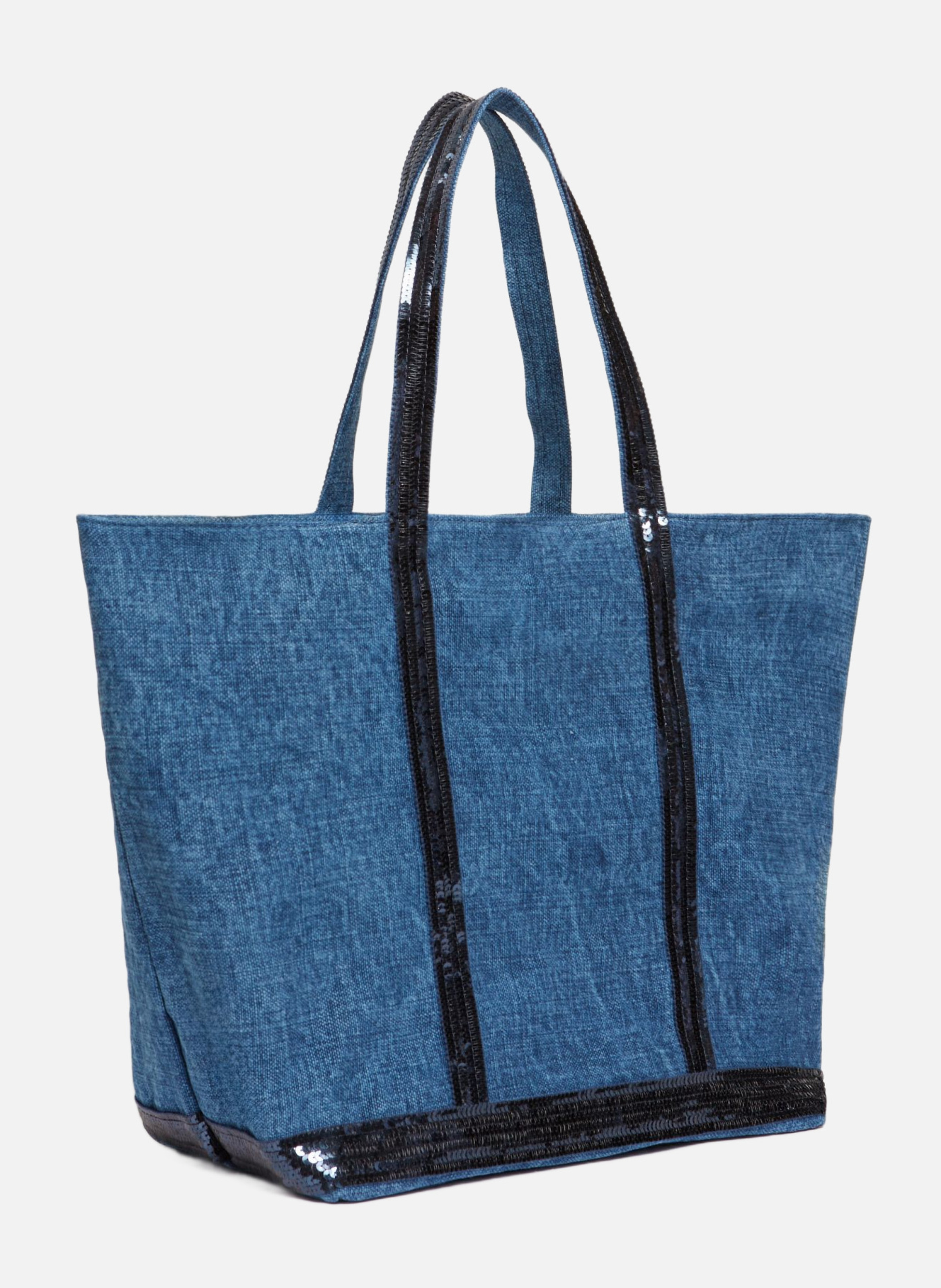 Cabas l zippé en lin Bleu