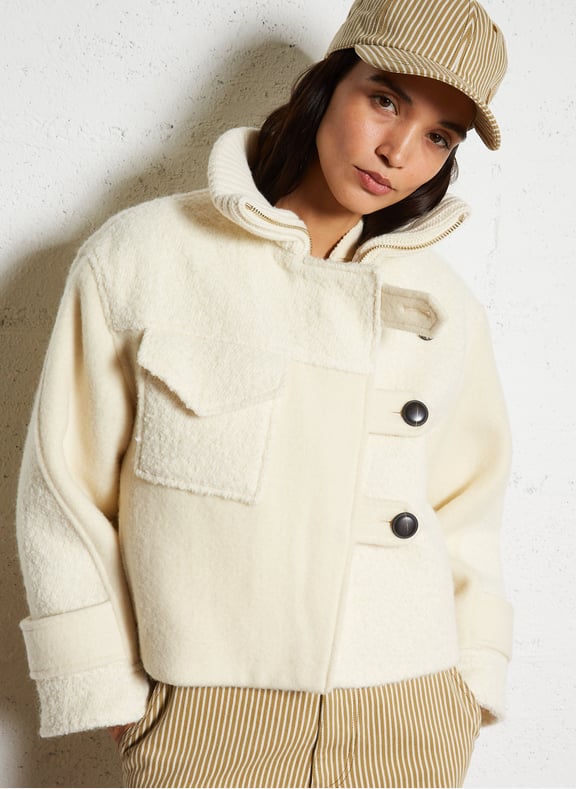 Veste droite en maille dora Blanc by BA&SH BA&SH Veste droite en maille dora Blanc