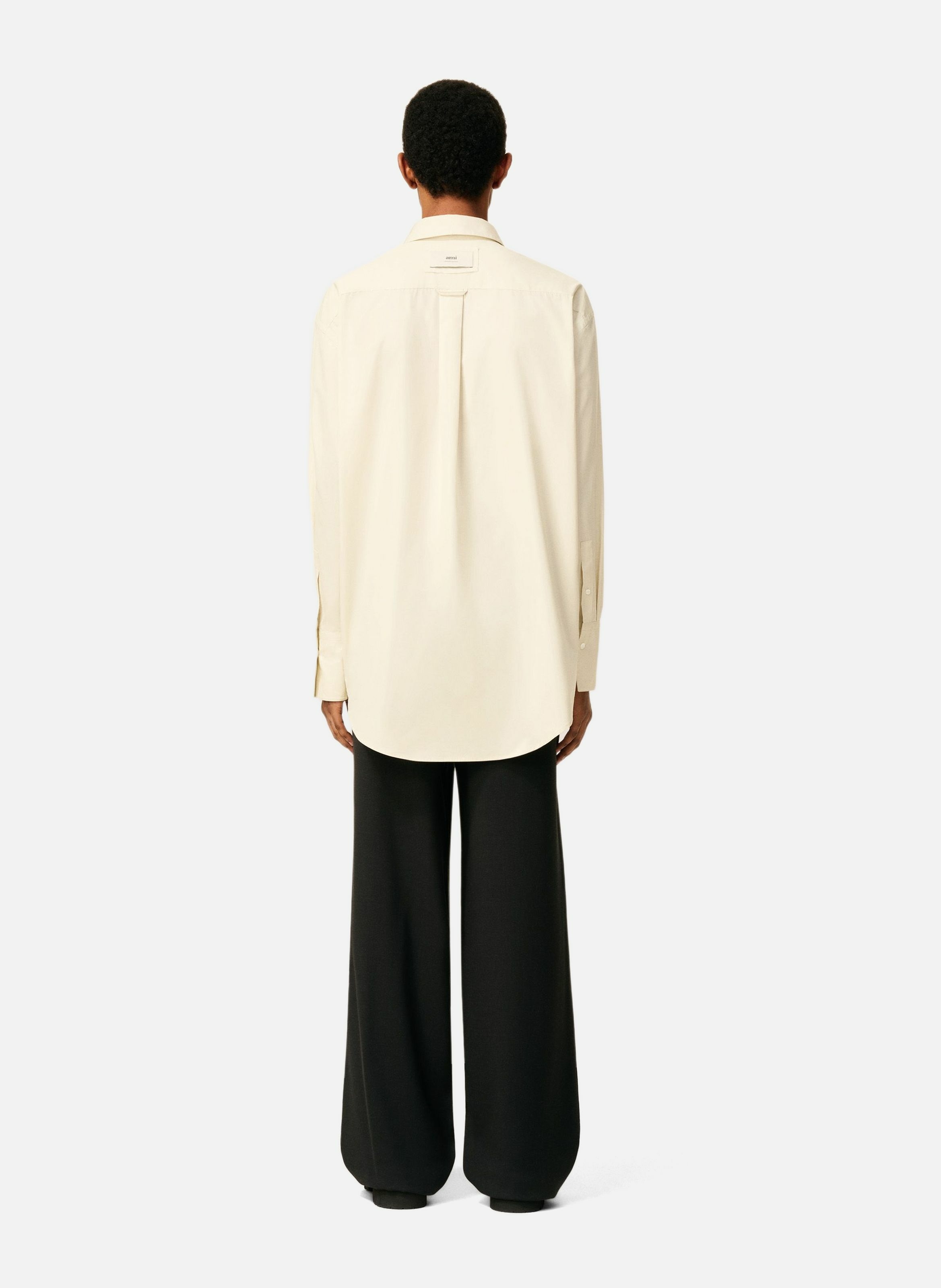 Chemise oversize bords francs en coton unisexe AMI PARIS Blanc