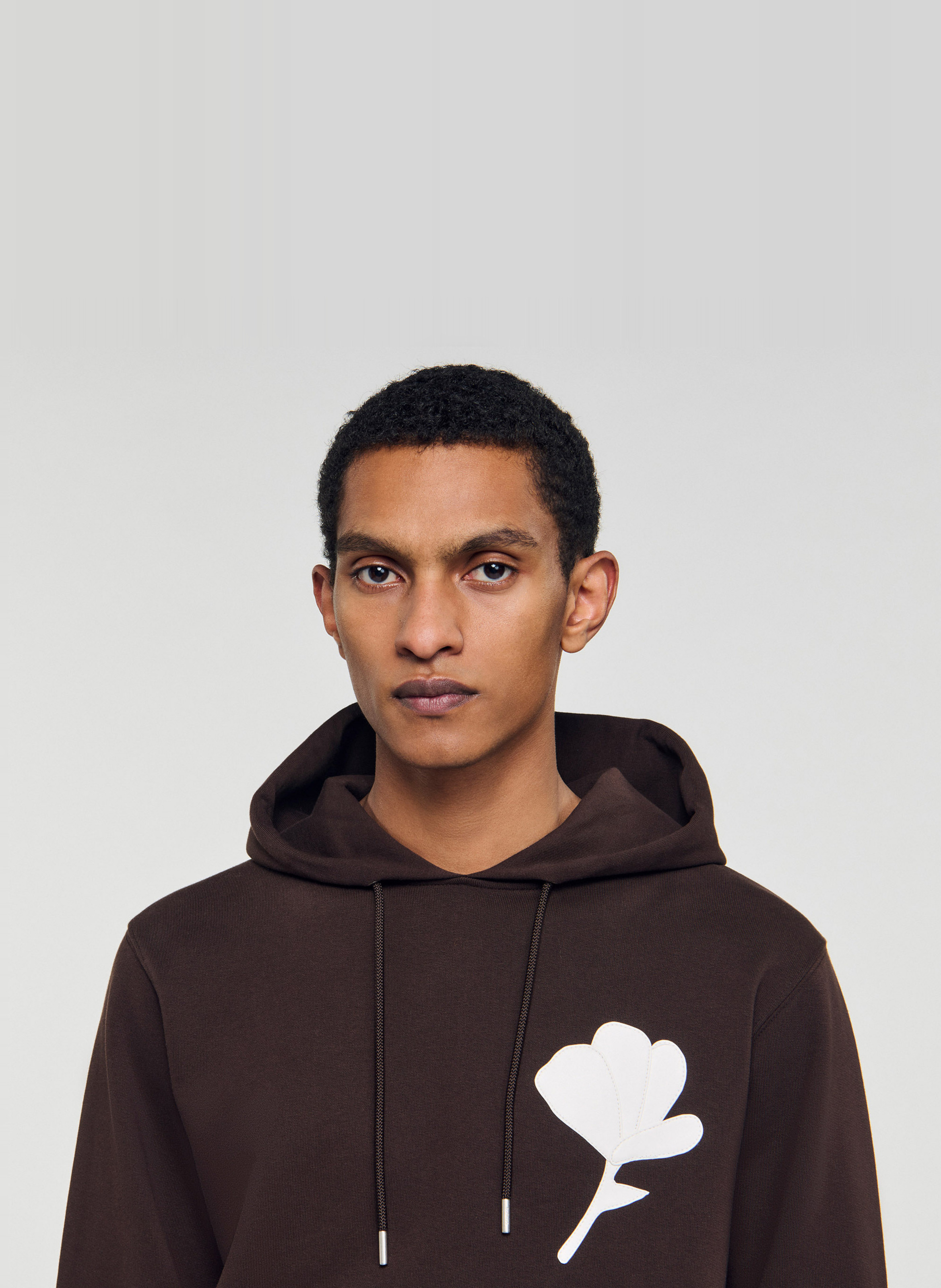 Sweat à capuche en coton SANDRO Marron