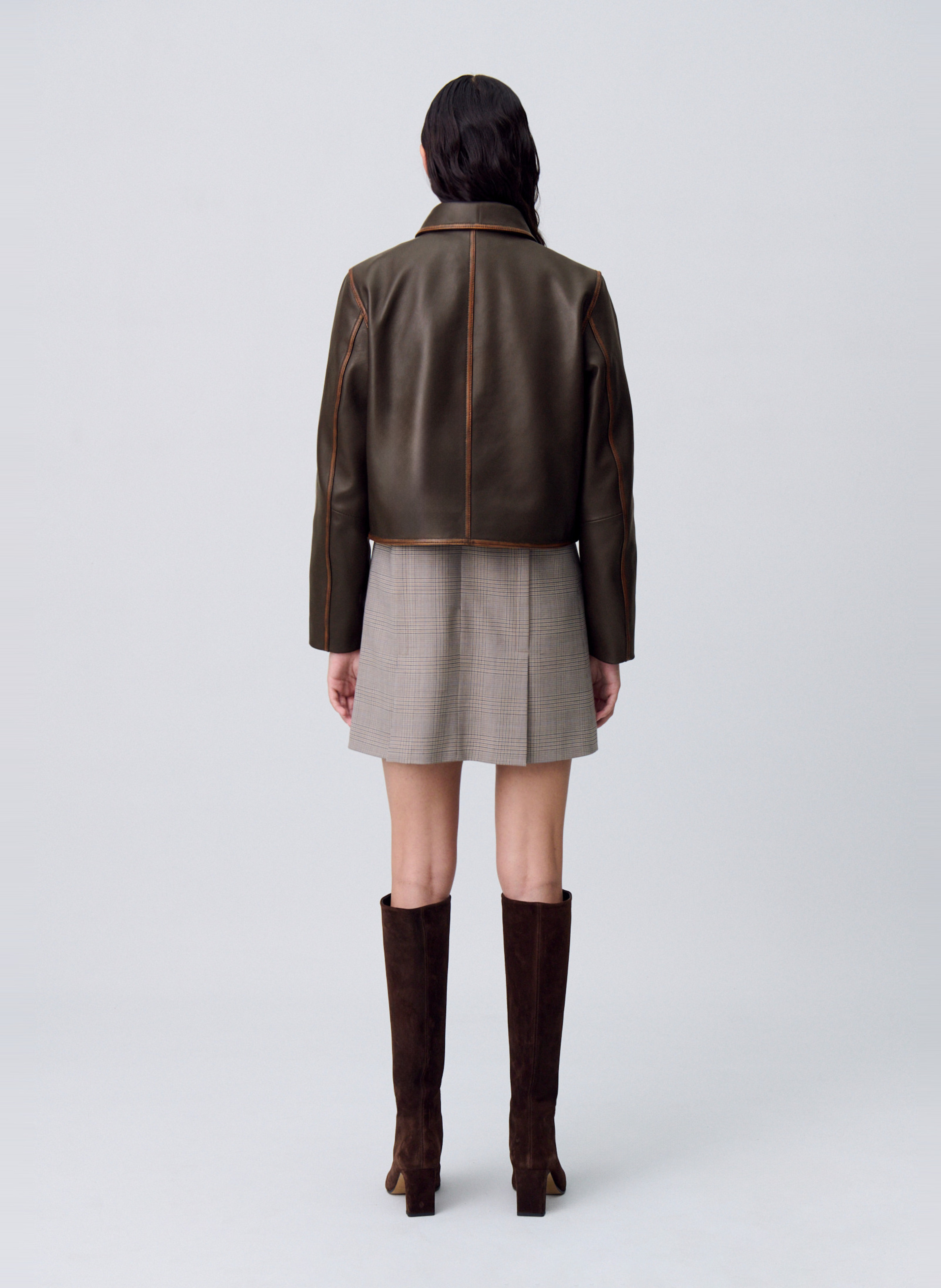 Veste courte droite cirée à boutons CLAUDIE PIERLOT Marron