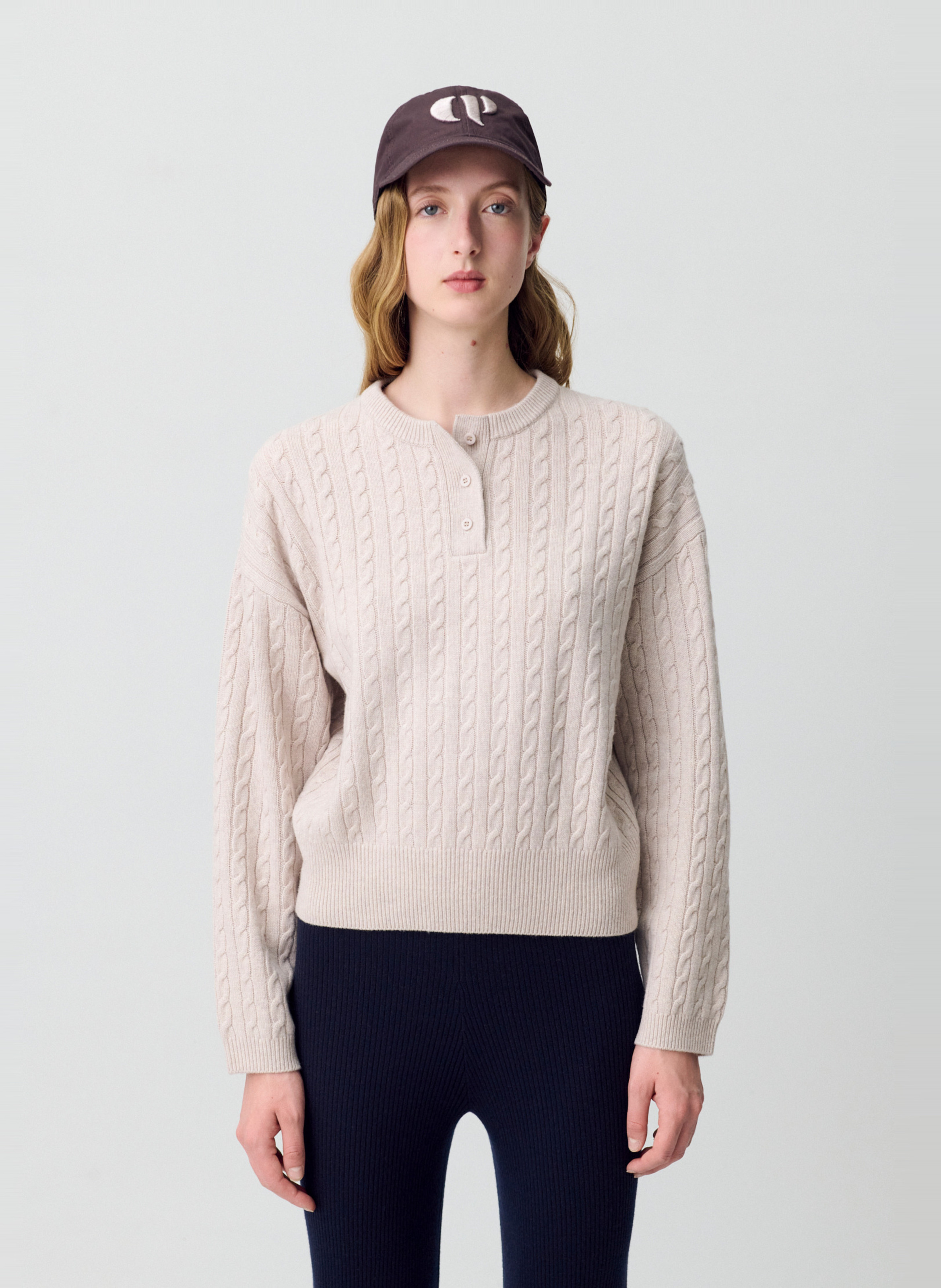 Pull col claudine en laine mélangée CLAUDIE PIERLOT Beige